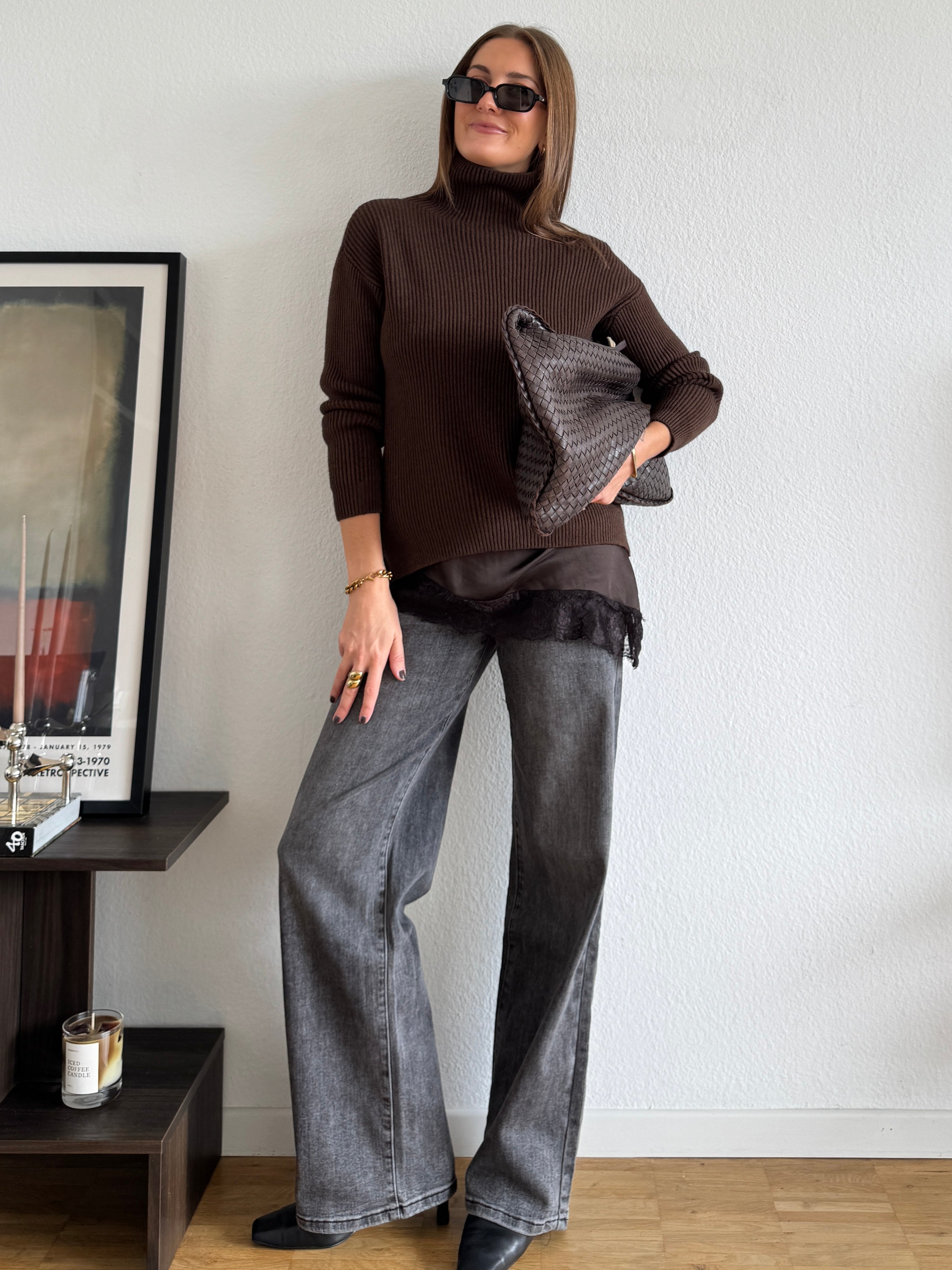 Soft Knit Stehkragen Pullover - Chocolate
