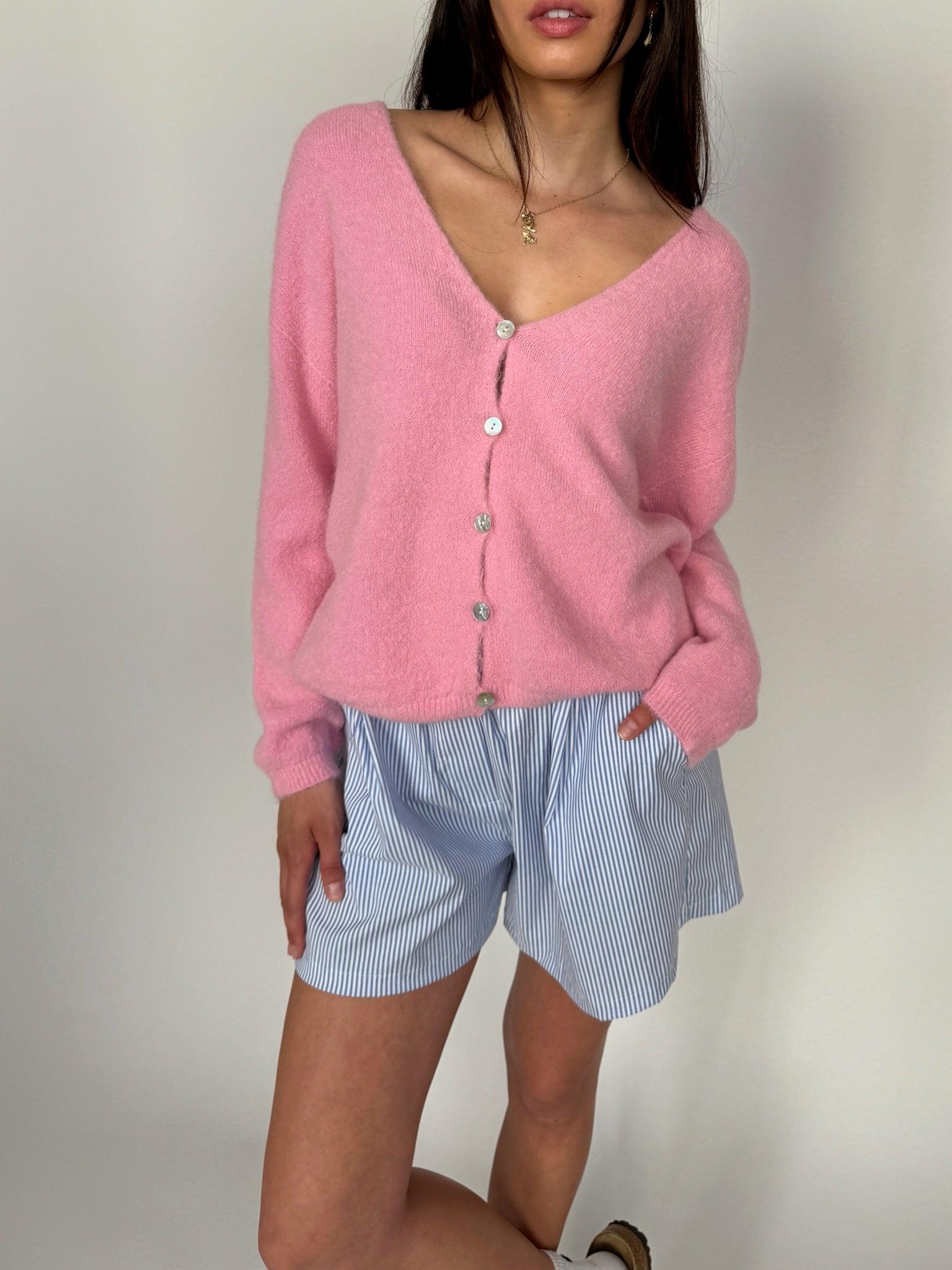 Basic Baby Alpaka Cardigan für Damen in Light Pink von Maingold Basics