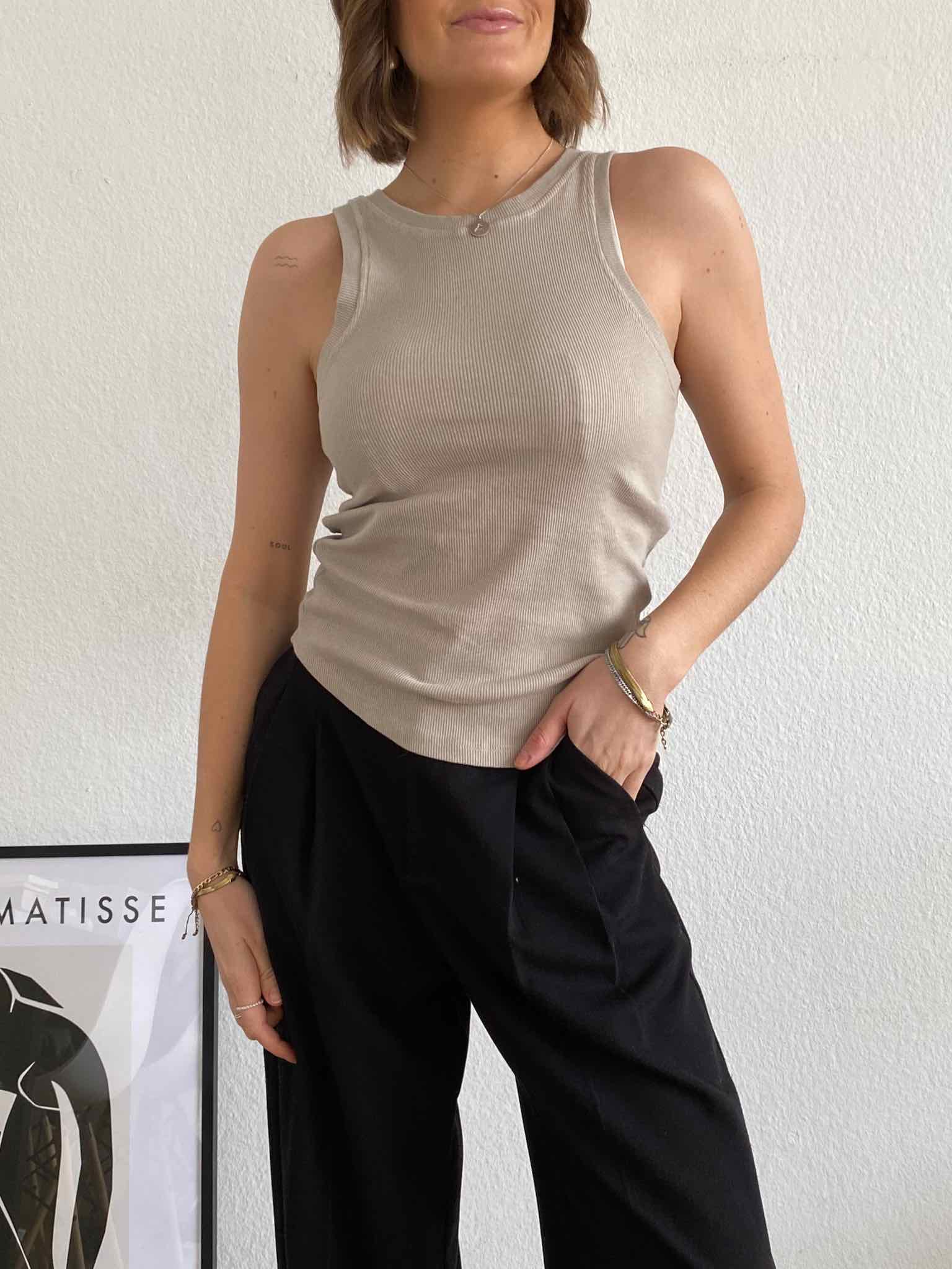 Basic Tank Top für Damen in Beige von Maingold Basics