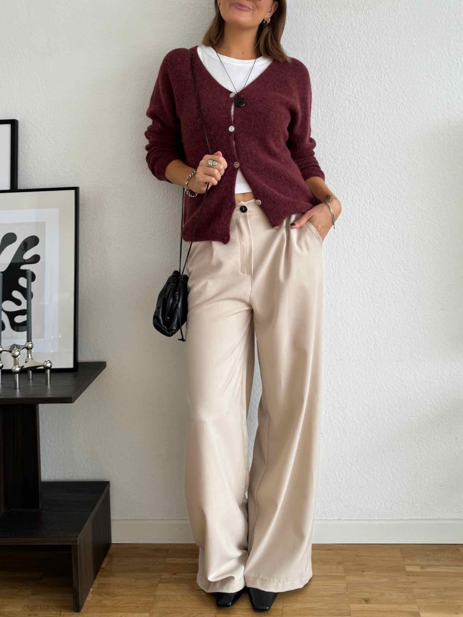 Basic Baby Alpaka Cardigan für Damen in Bordeaux von Maingold Basics