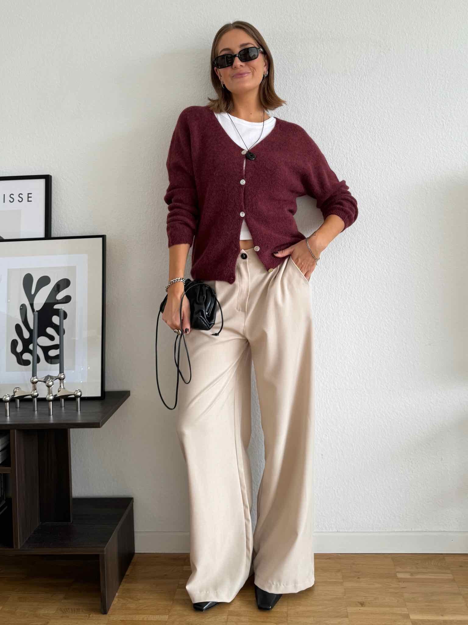 Basic Baby Alpaka Cardigan für Damen in Bordeaux von Maingold Basics