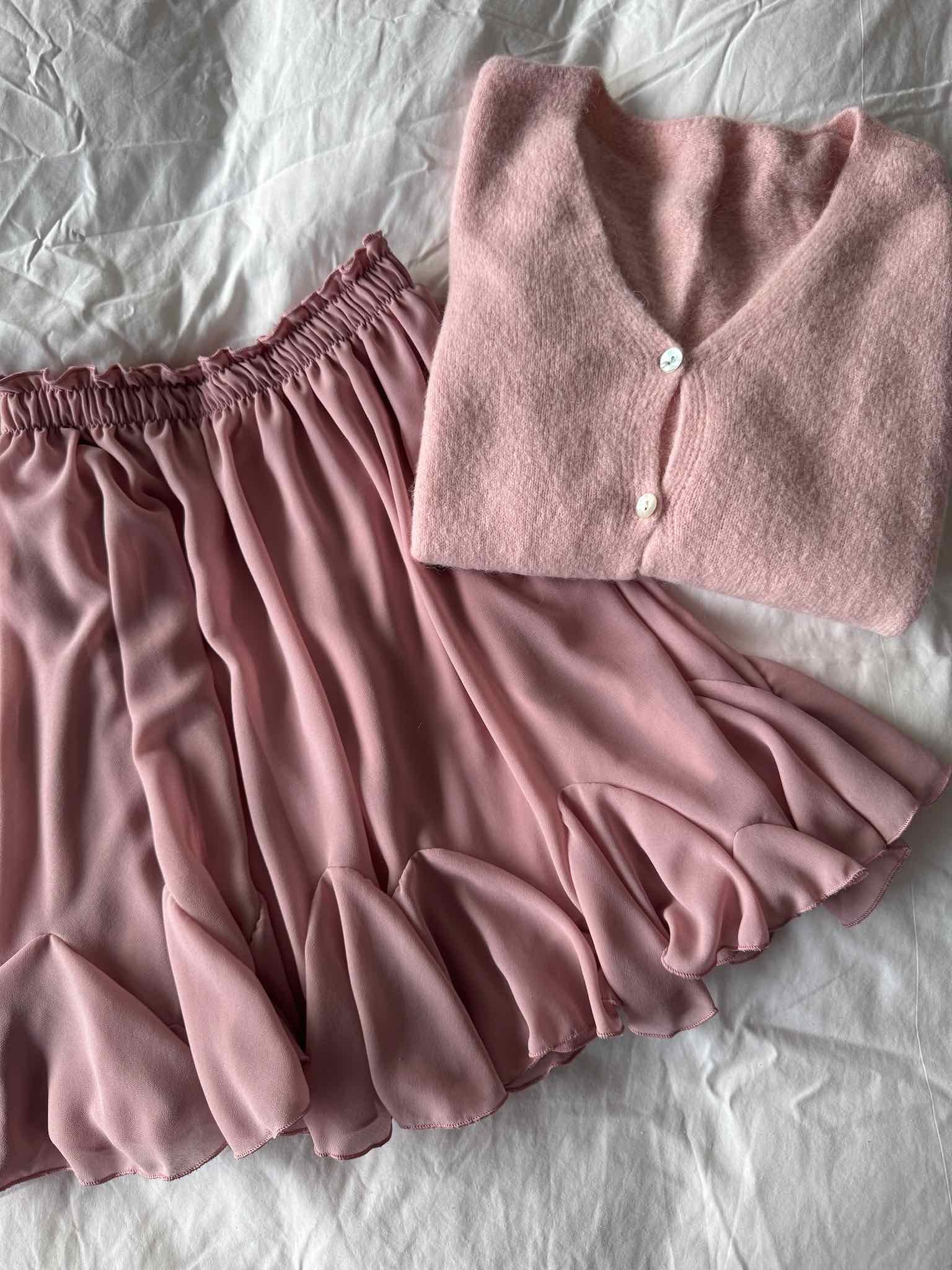 Chiffon Volants Rock für Damen in Baby Rosé von Maingold Basics