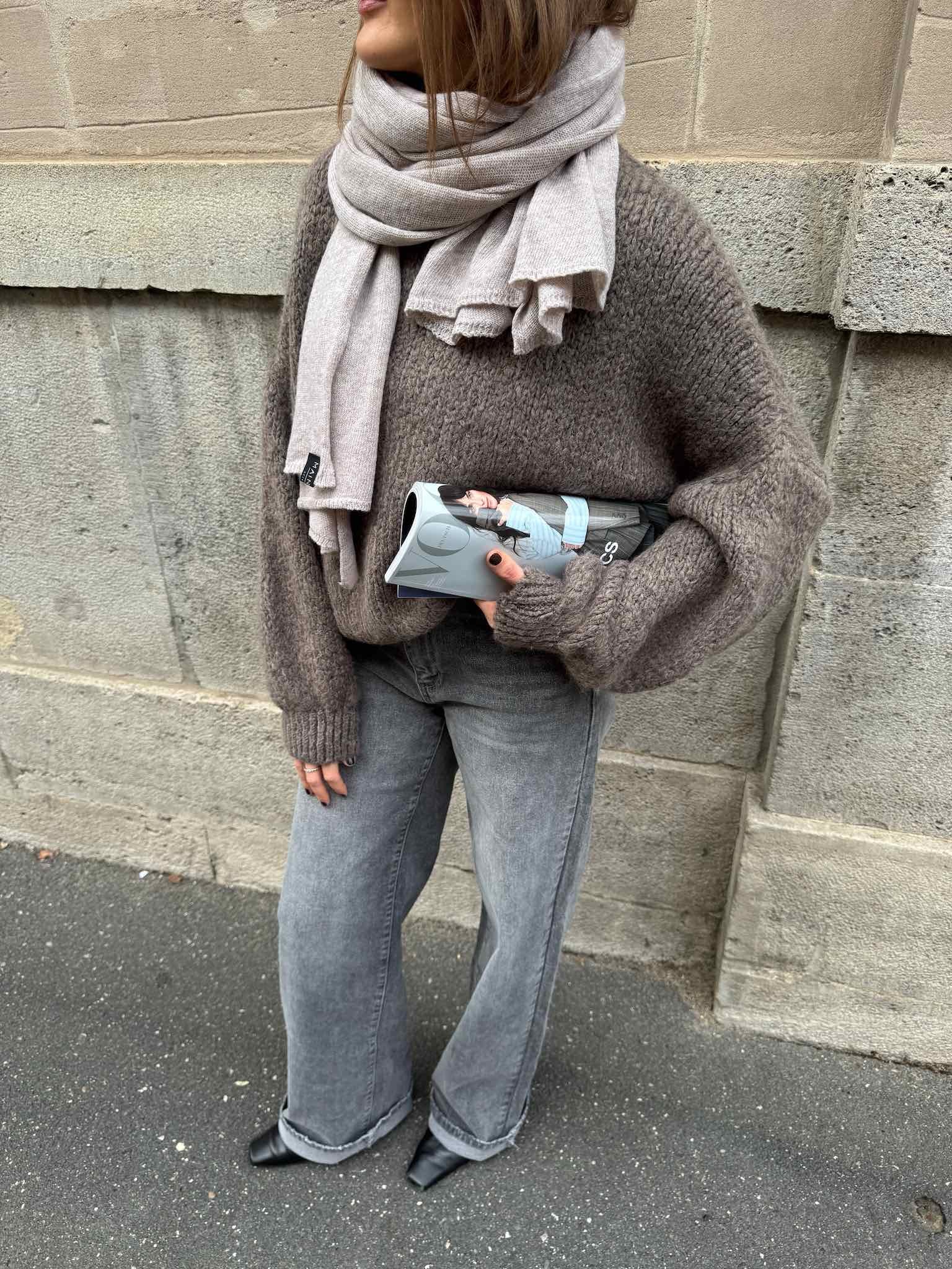 Cropped Kuschel Pullover für Damen in Taupe von Maingold Basics