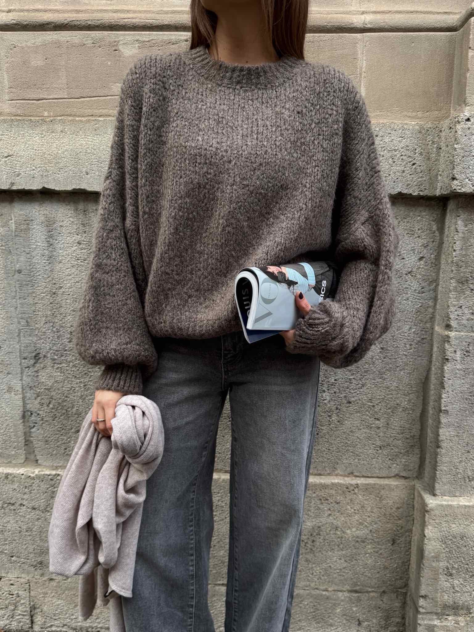 Cropped Kuschel Pullover für Damen in Taupe von Maingold Basics