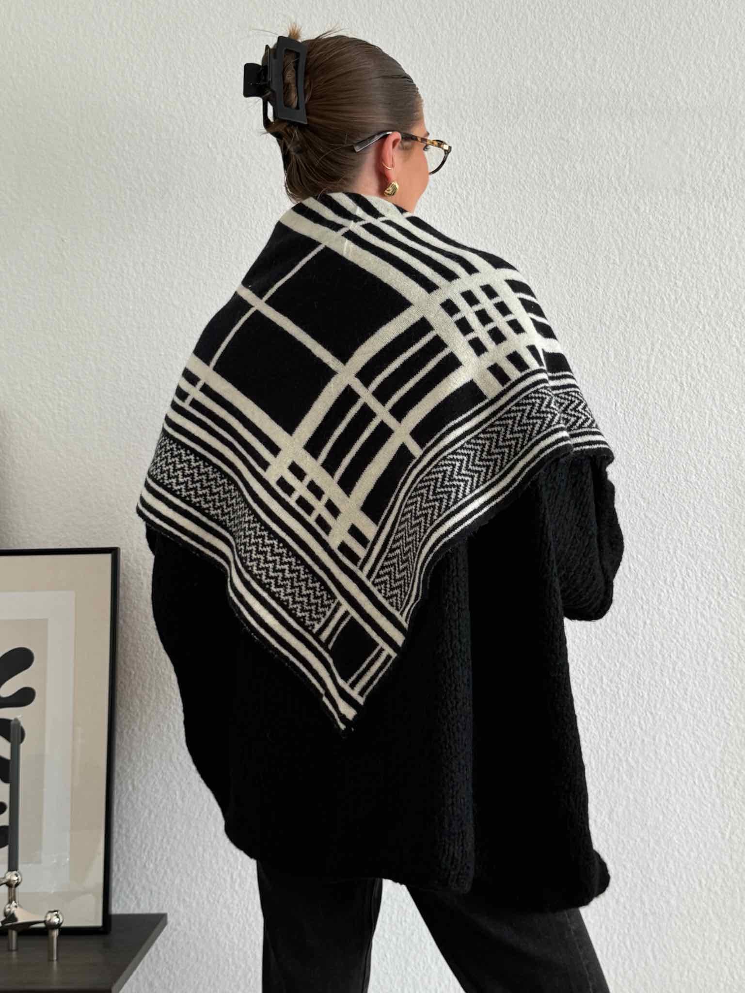 Dreieckschal mit Print für Damen in Black/Creme von Maingold Basics