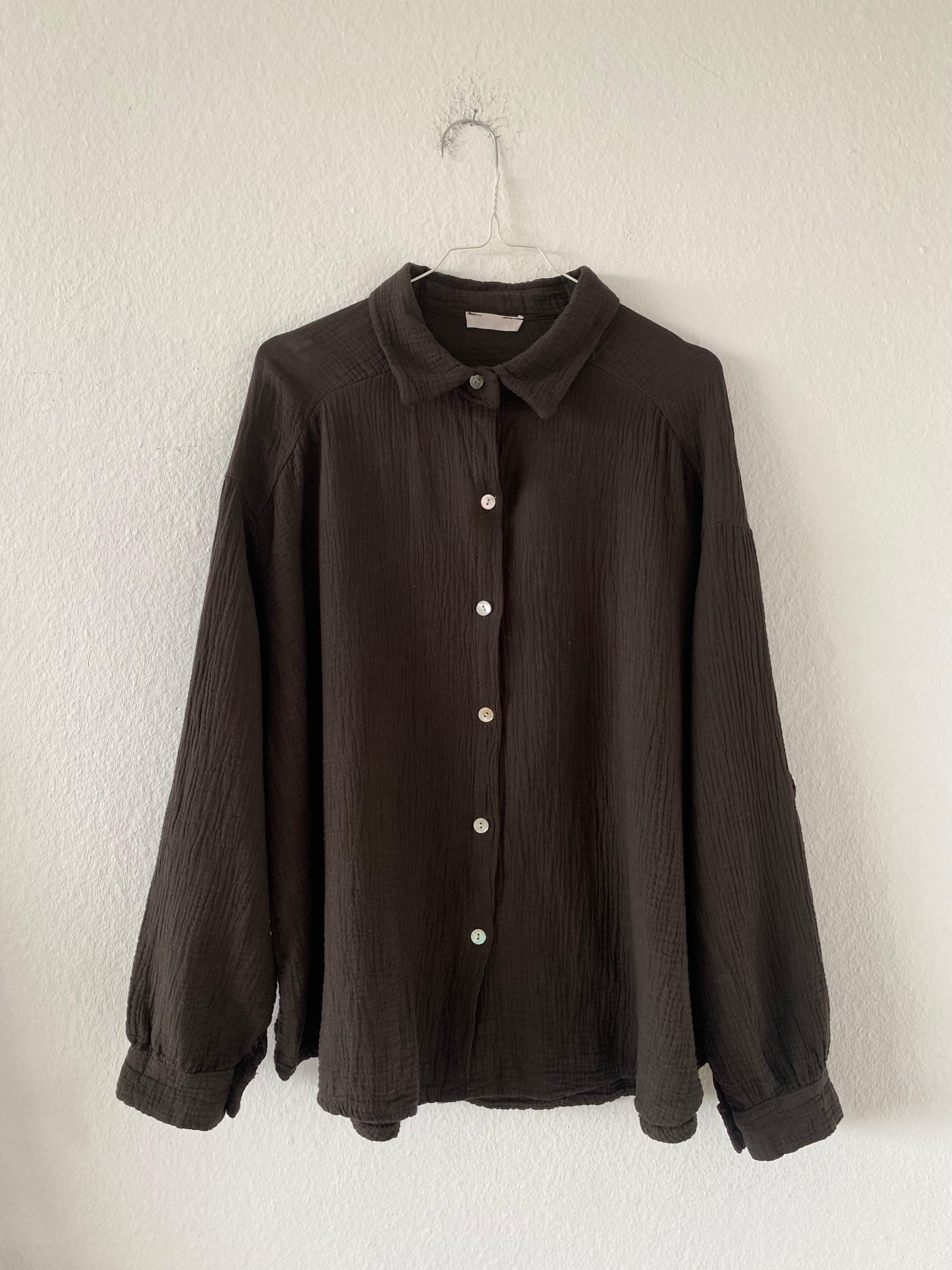 Kurze Musselin Bluse - Chocolate