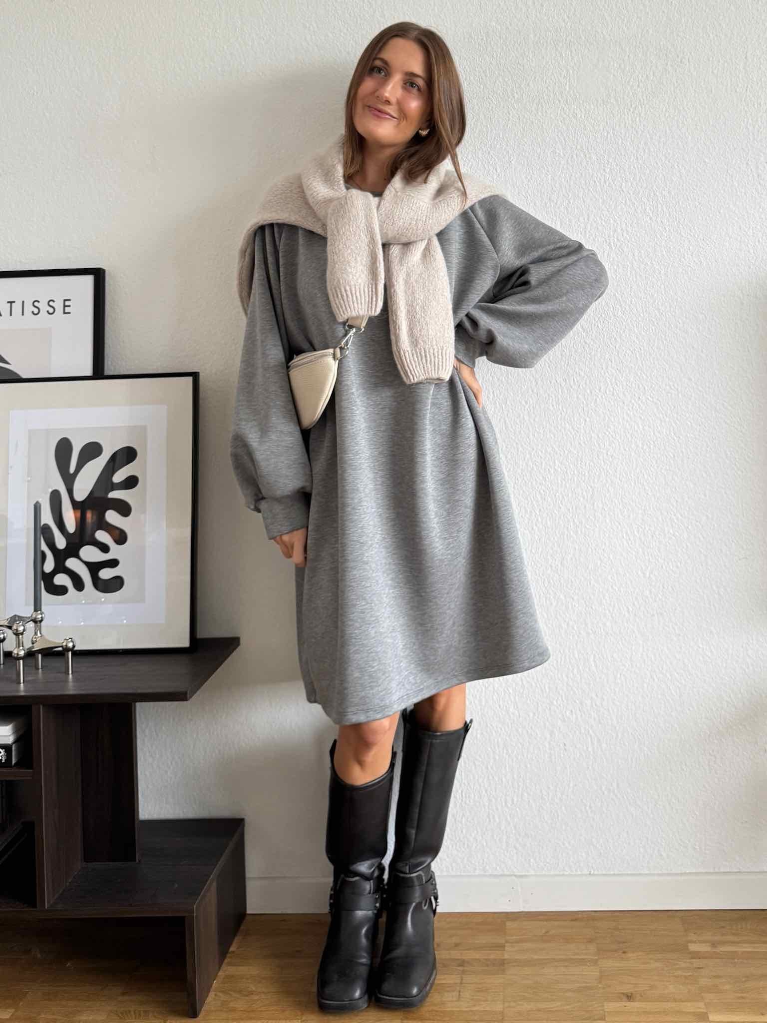 Langarm Kleid aus Modal für Damen in Grey von Maingold Basics