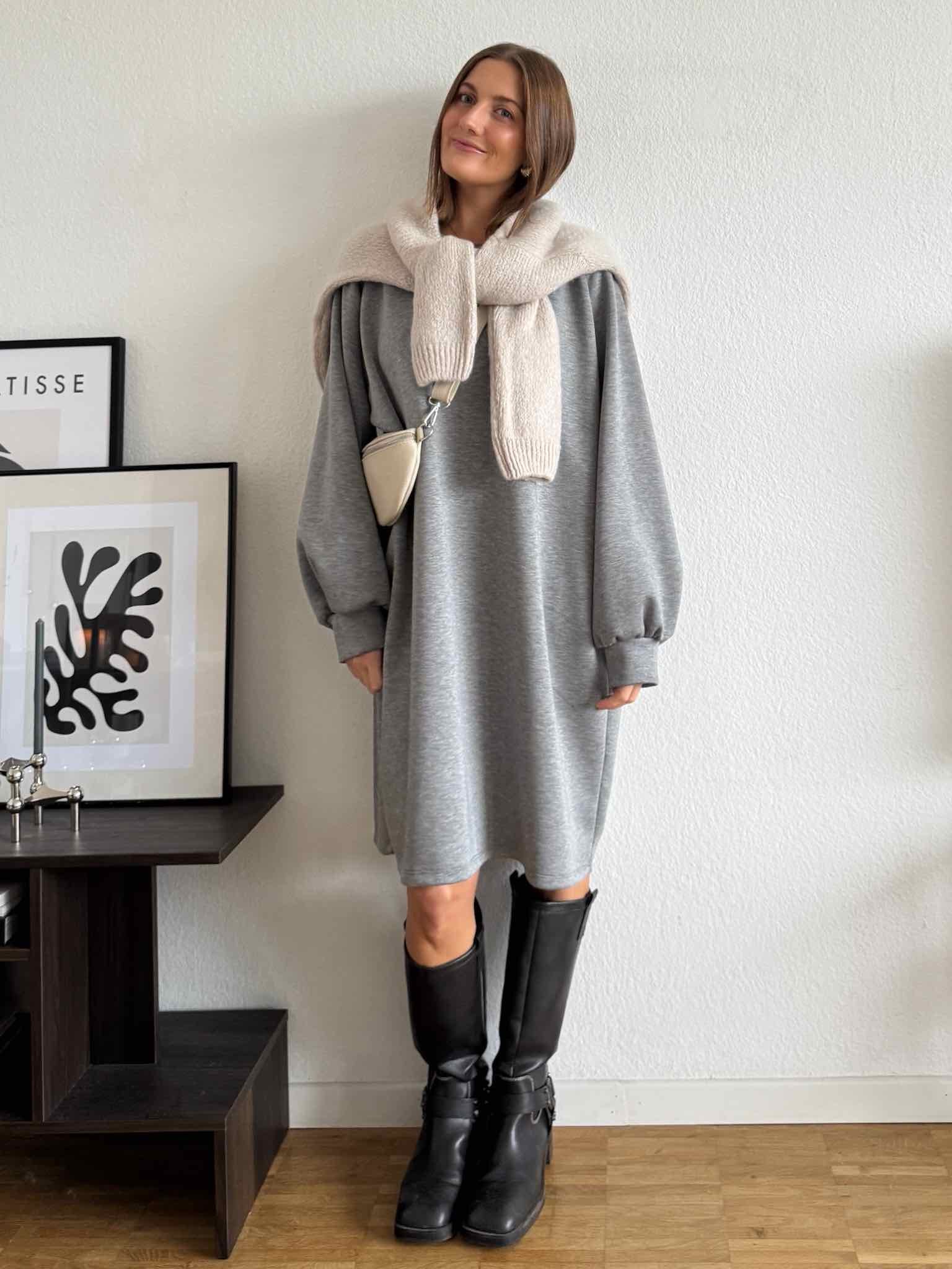 Langarm Kleid aus Modal für Damen in Grey von Maingold Basics