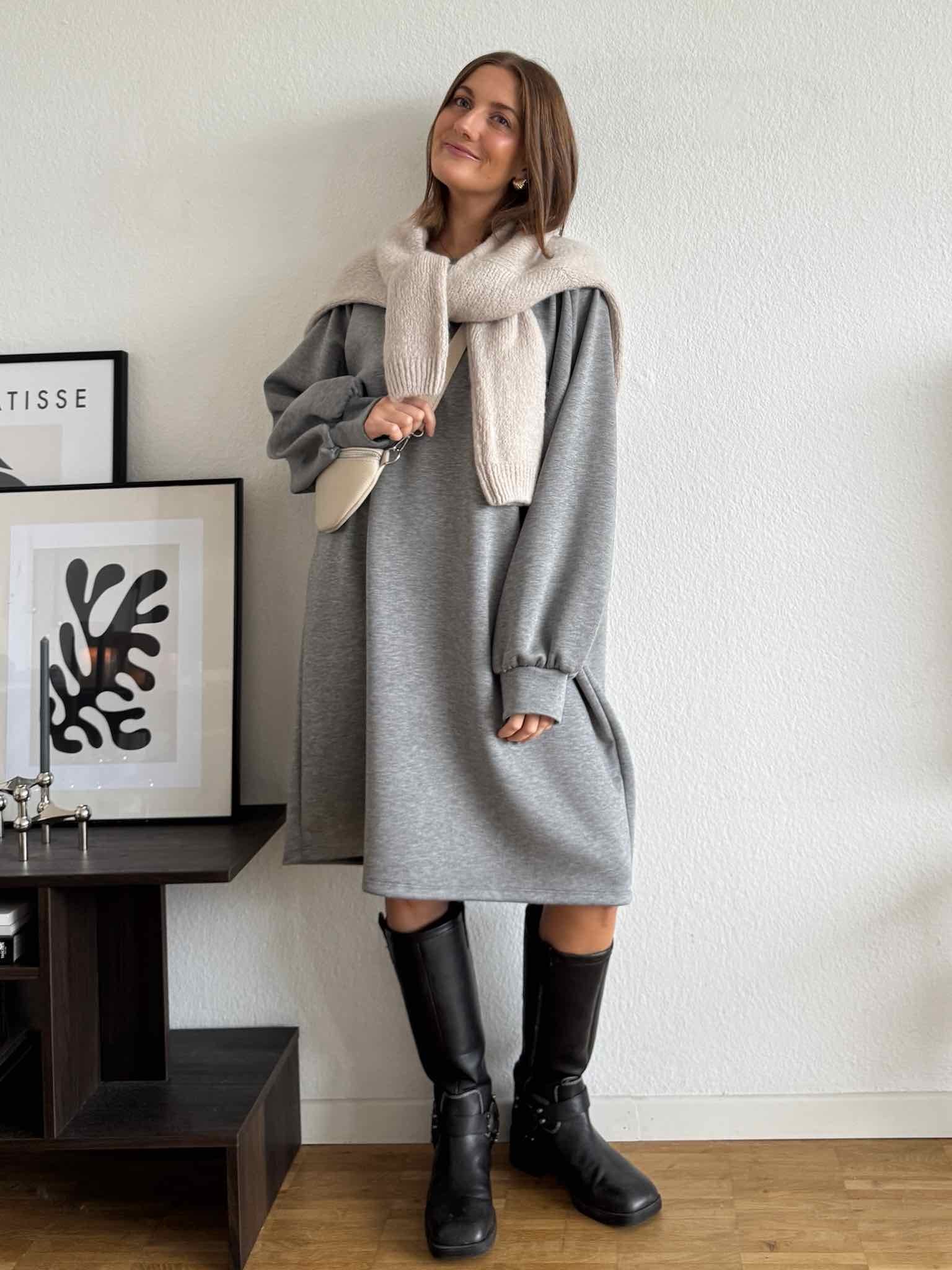 Langarm Kleid aus Modal für Damen in Grey von Maingold Basics