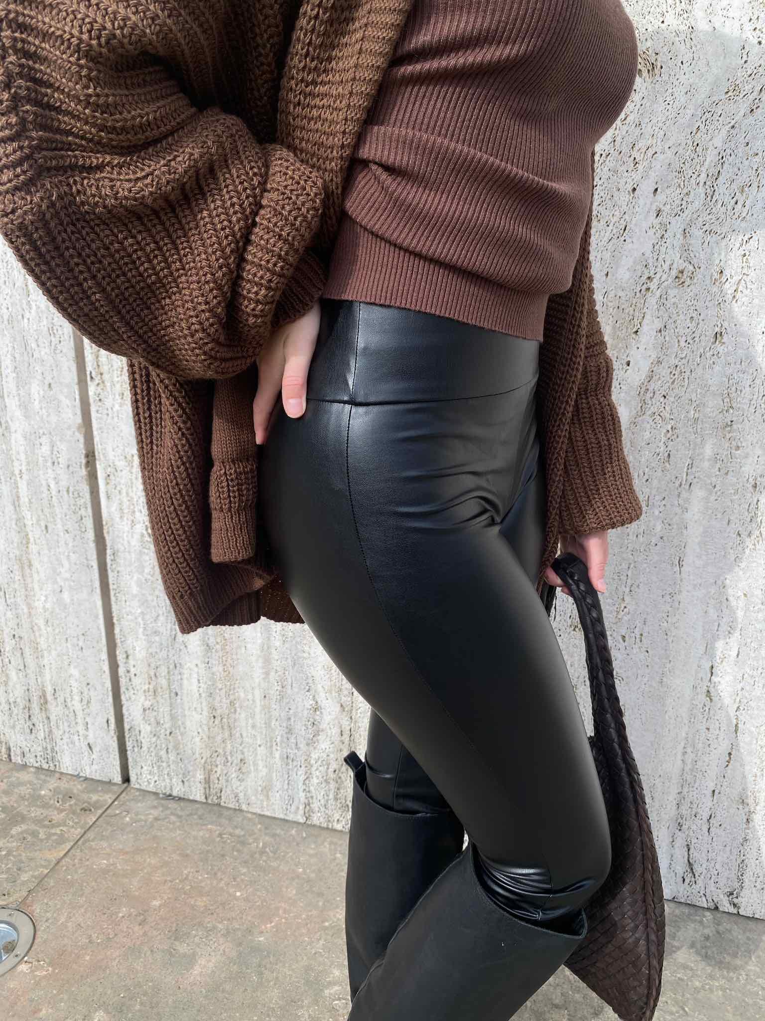 Lederimitat Leggings in Black für Damen von Maingold Basics