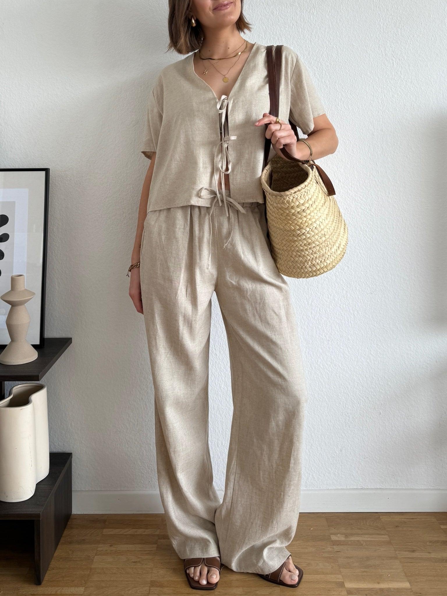 Leinen Hose für Damen in Beige von Maingold Basics