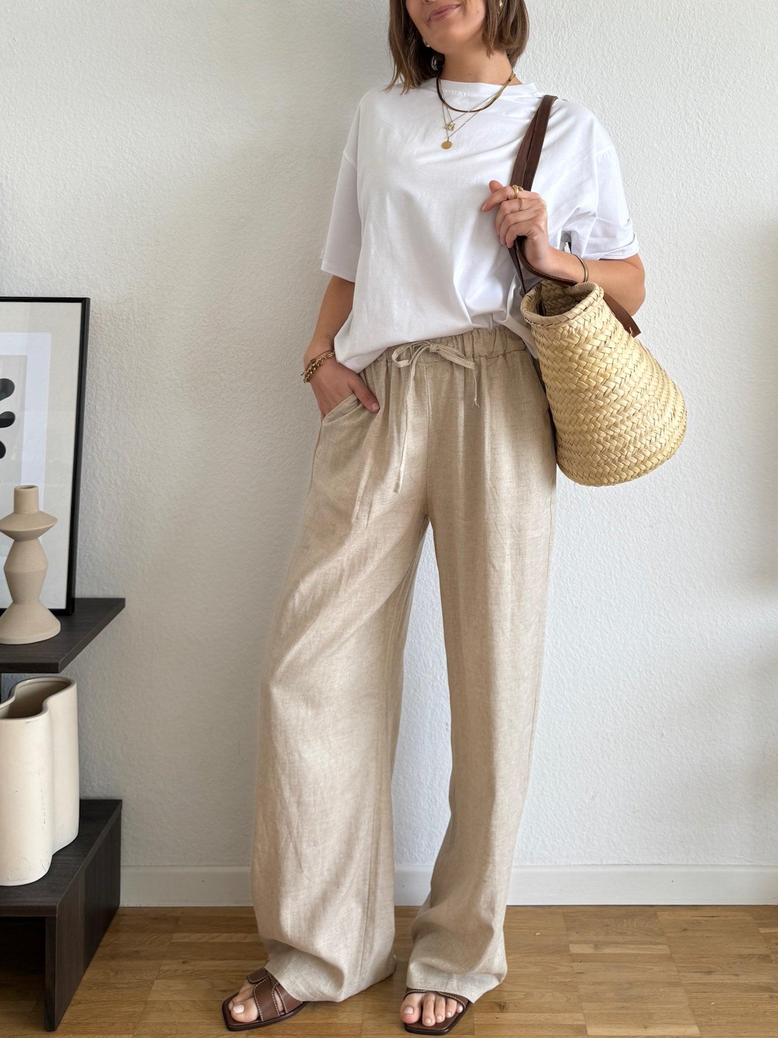 Leinen Hose für Damen in Beige von Maingold Basics