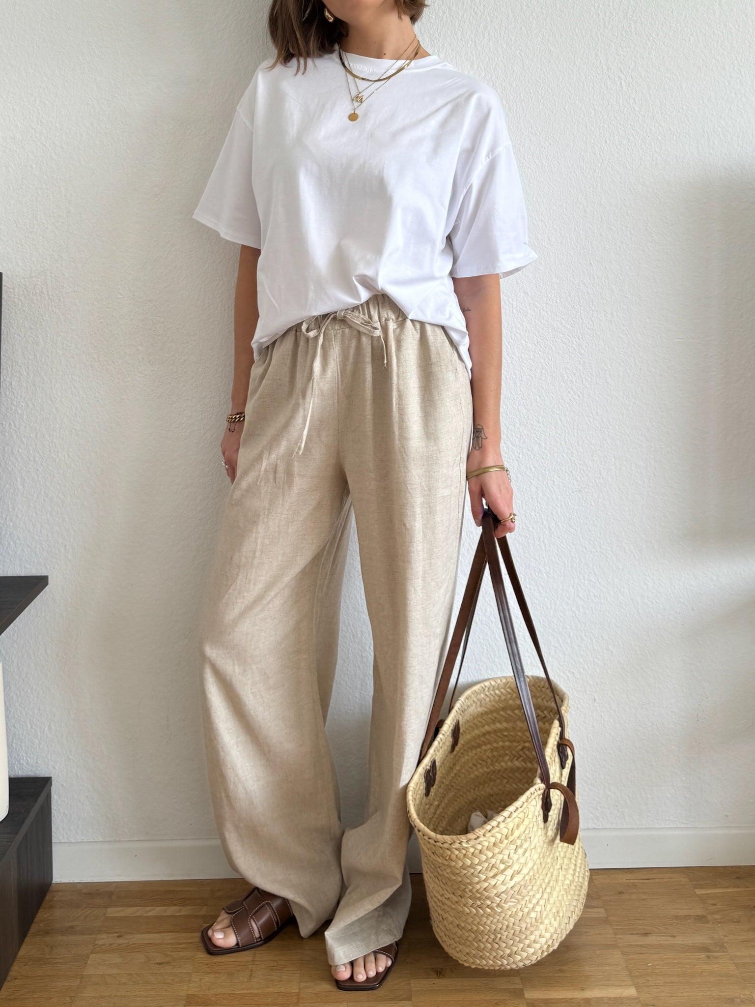 Leinen Hose für Damen in Beige von Maingold Basics