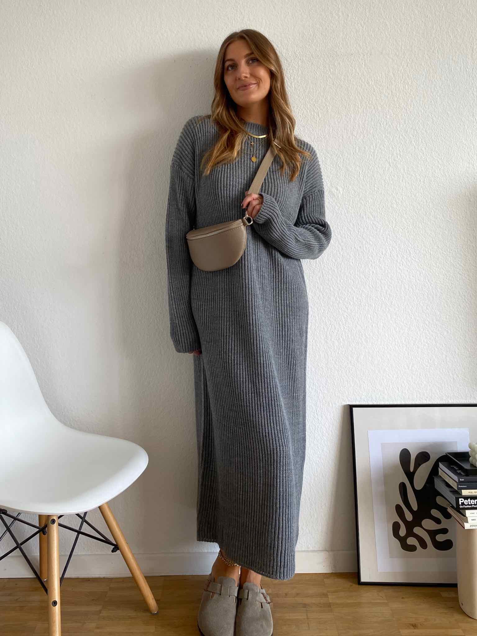 Long Knit Dress für Damen in Grey von maingoldbasics.de