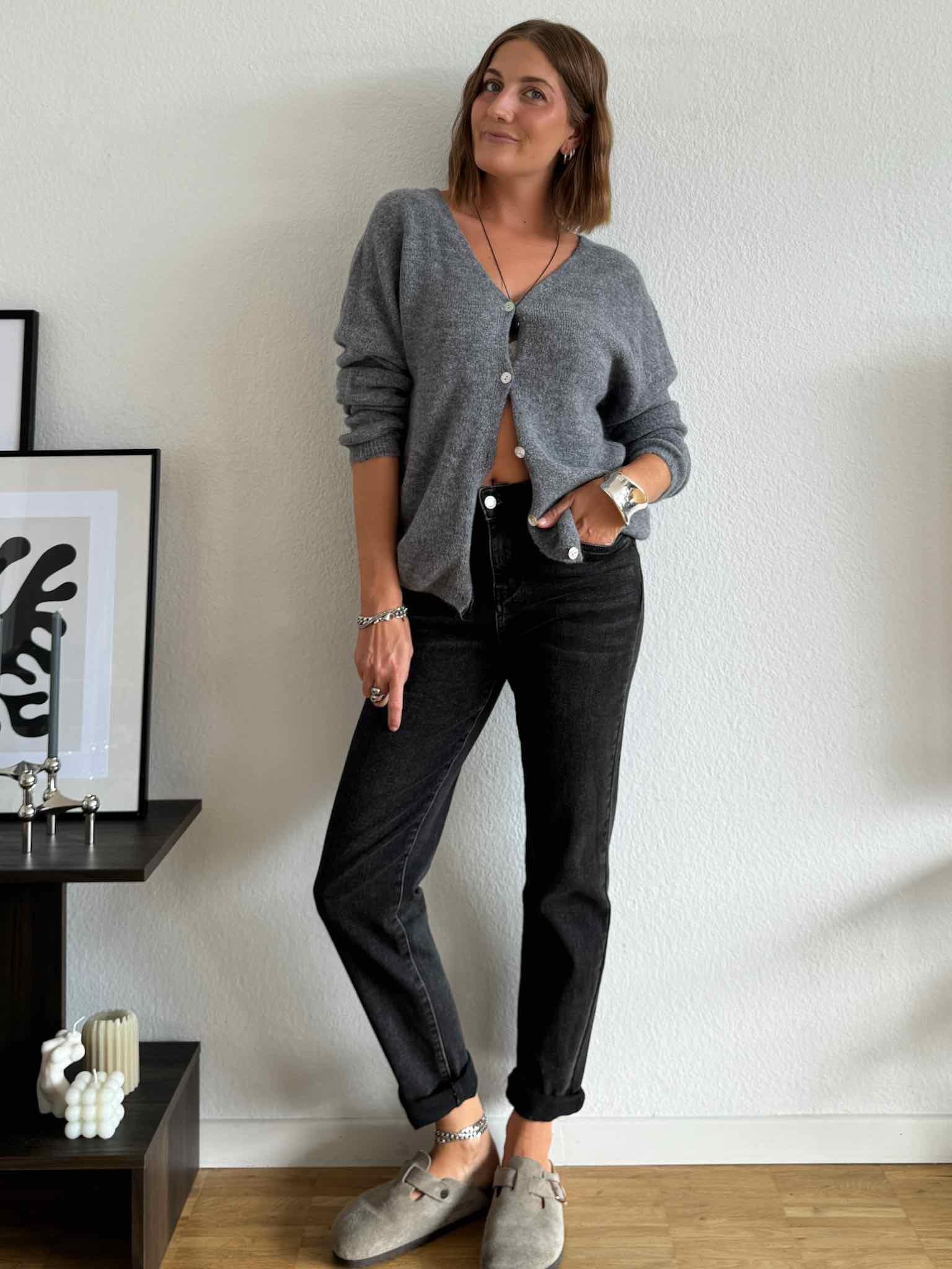 Mom Jeans für Damen in Dark Grey von Maingold Basics