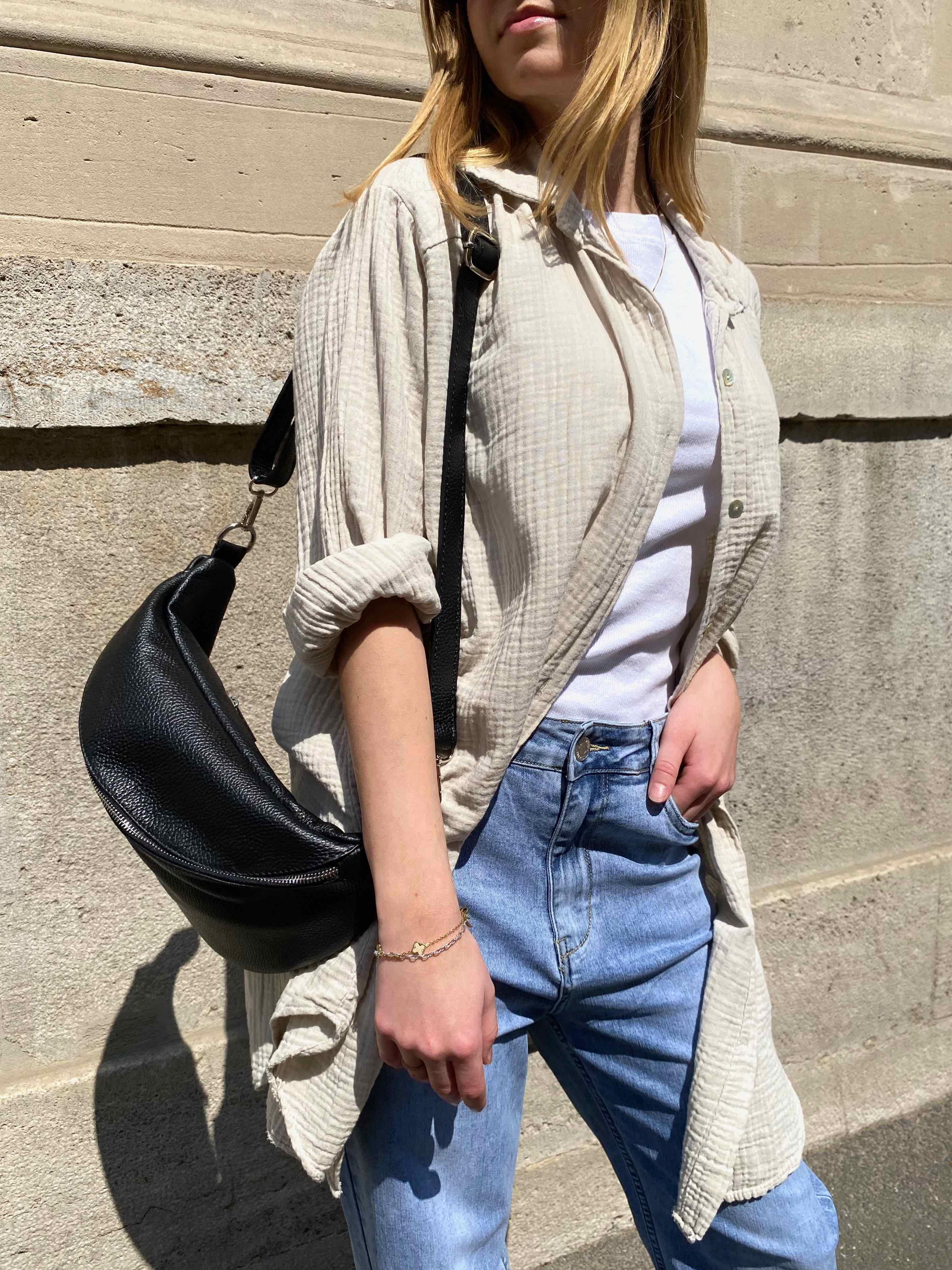 Musselin Oversized Hemd-Beige