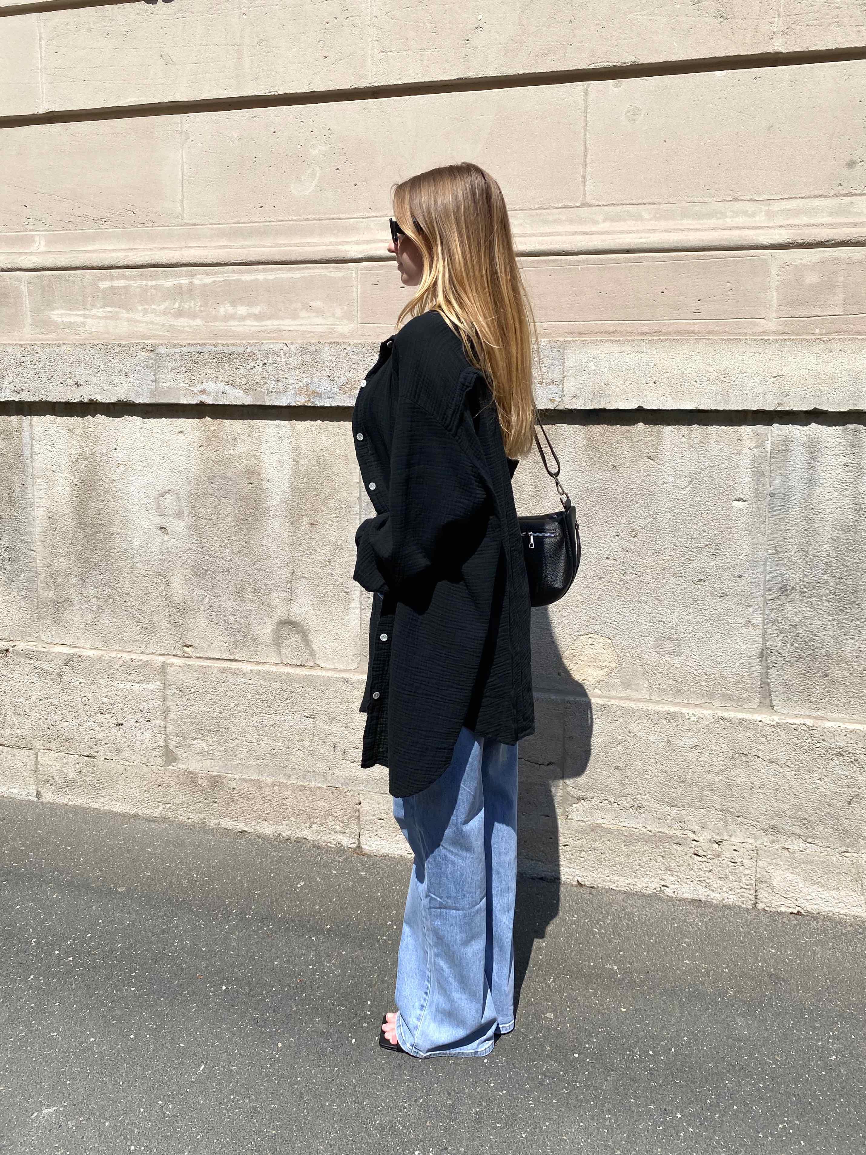 Musselin Oversized Hemd - Black