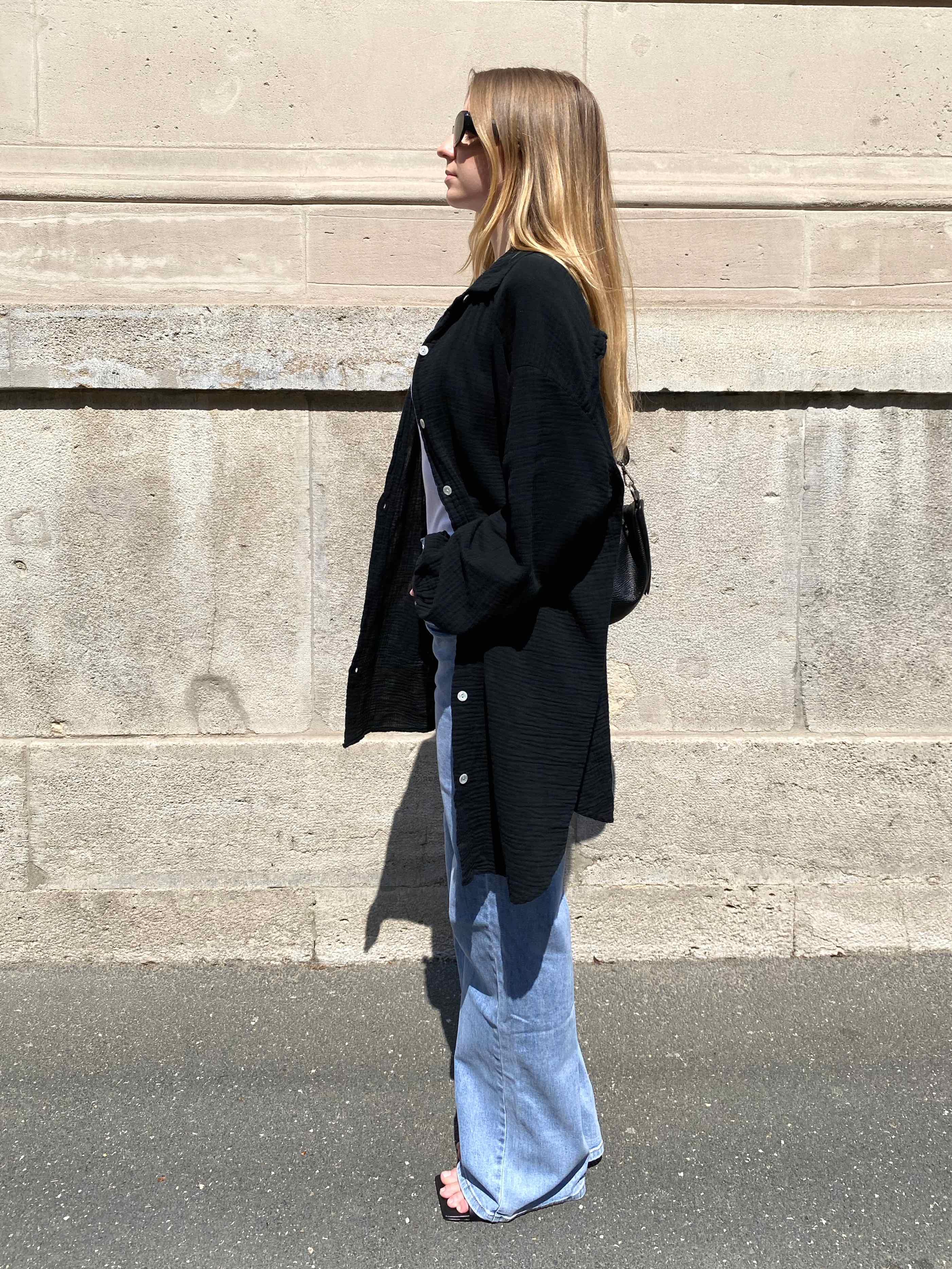 Musselin Oversized Hemd - Black