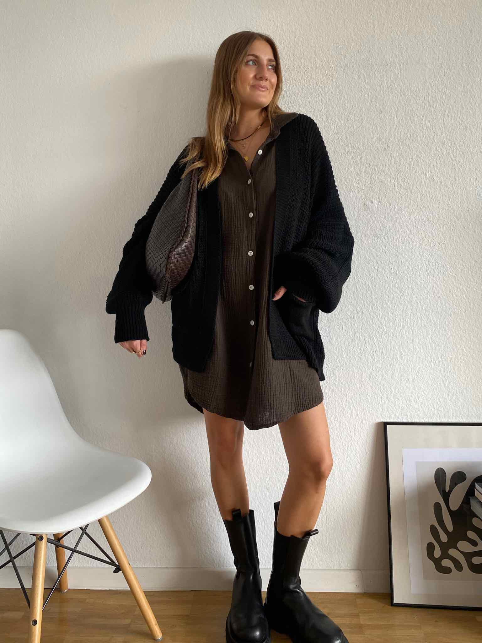 Musselin Oversized Hemd - Chocolate