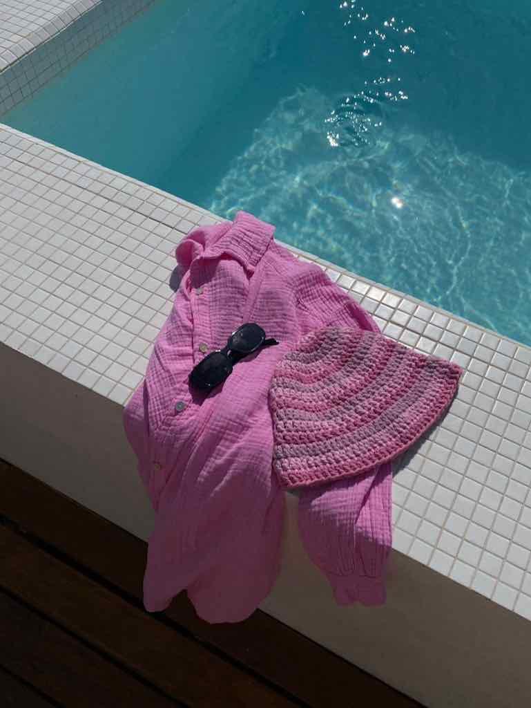 Musselin Oversized Hemd - Light Pink