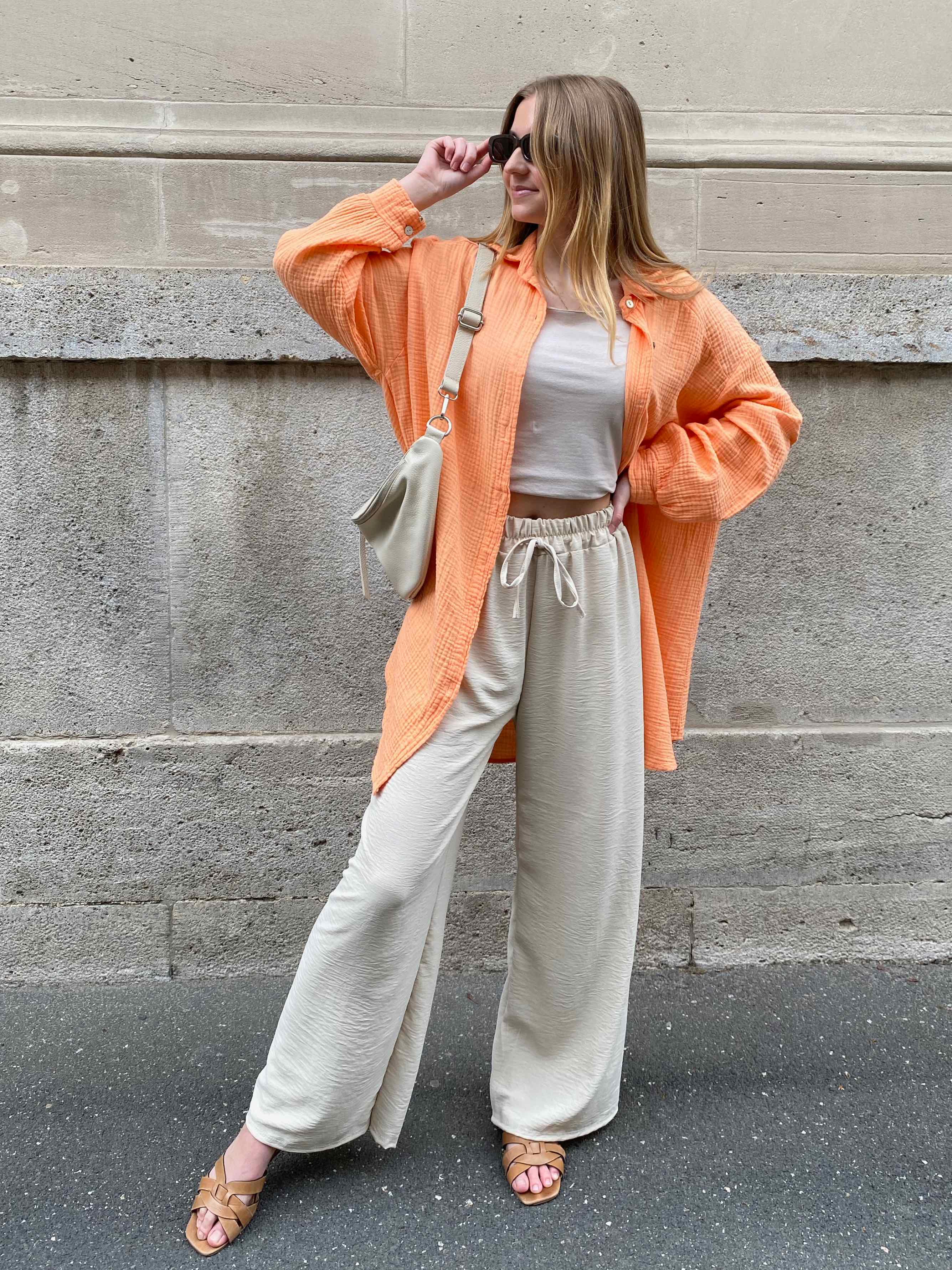 Musselin Oversized Hemd - Orange