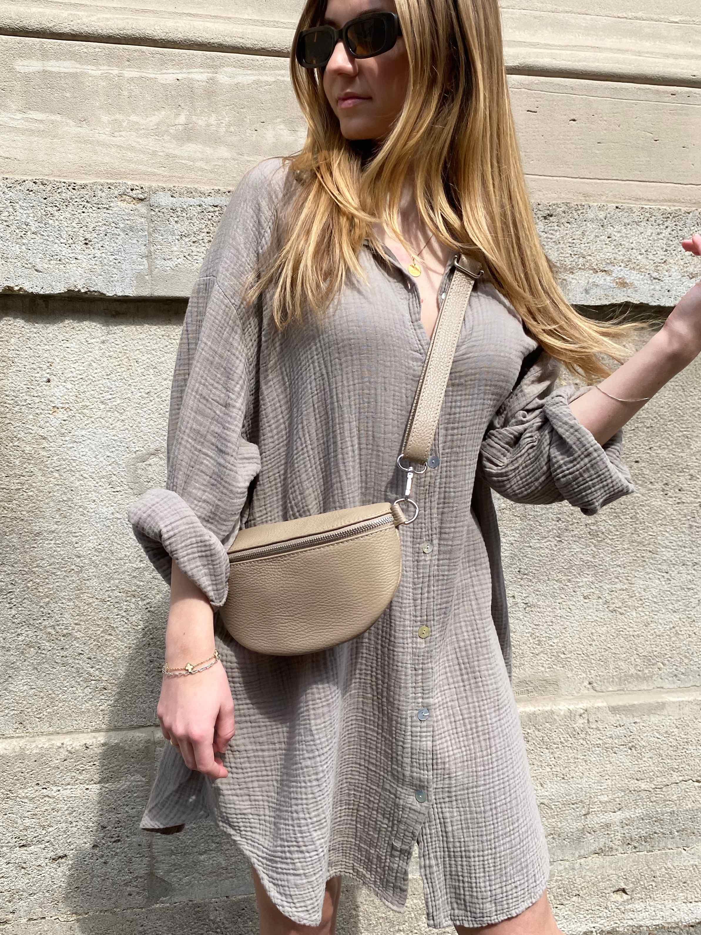 Musselin Oversized Hemd - Taupe