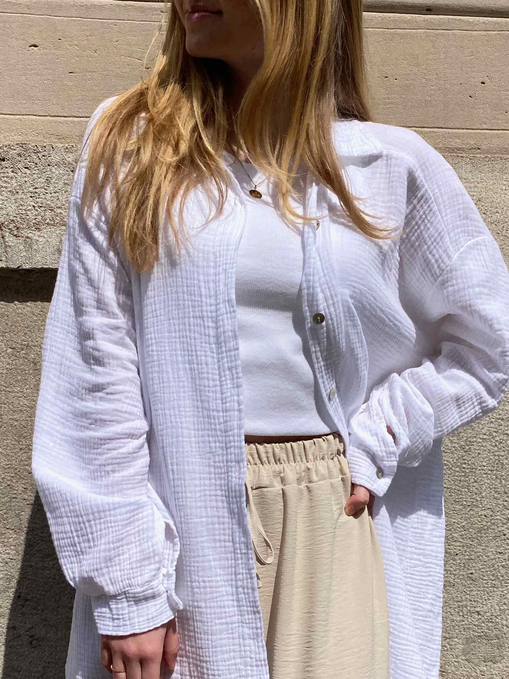 Musselin Oversized Hemd - White