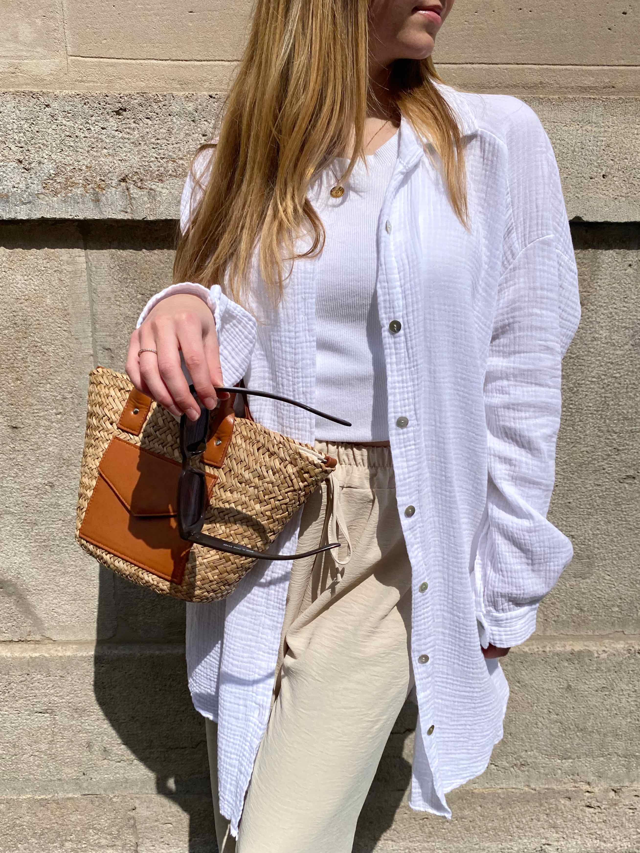 Musselin Oversized Hemd - White