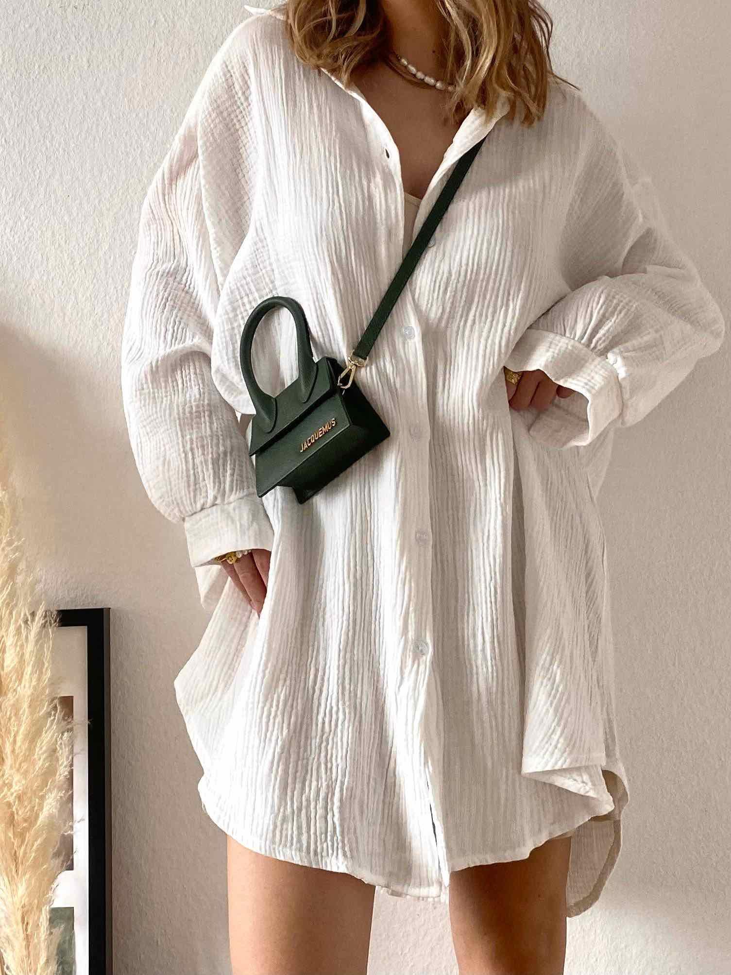 Musselin Oversized Hemd - White