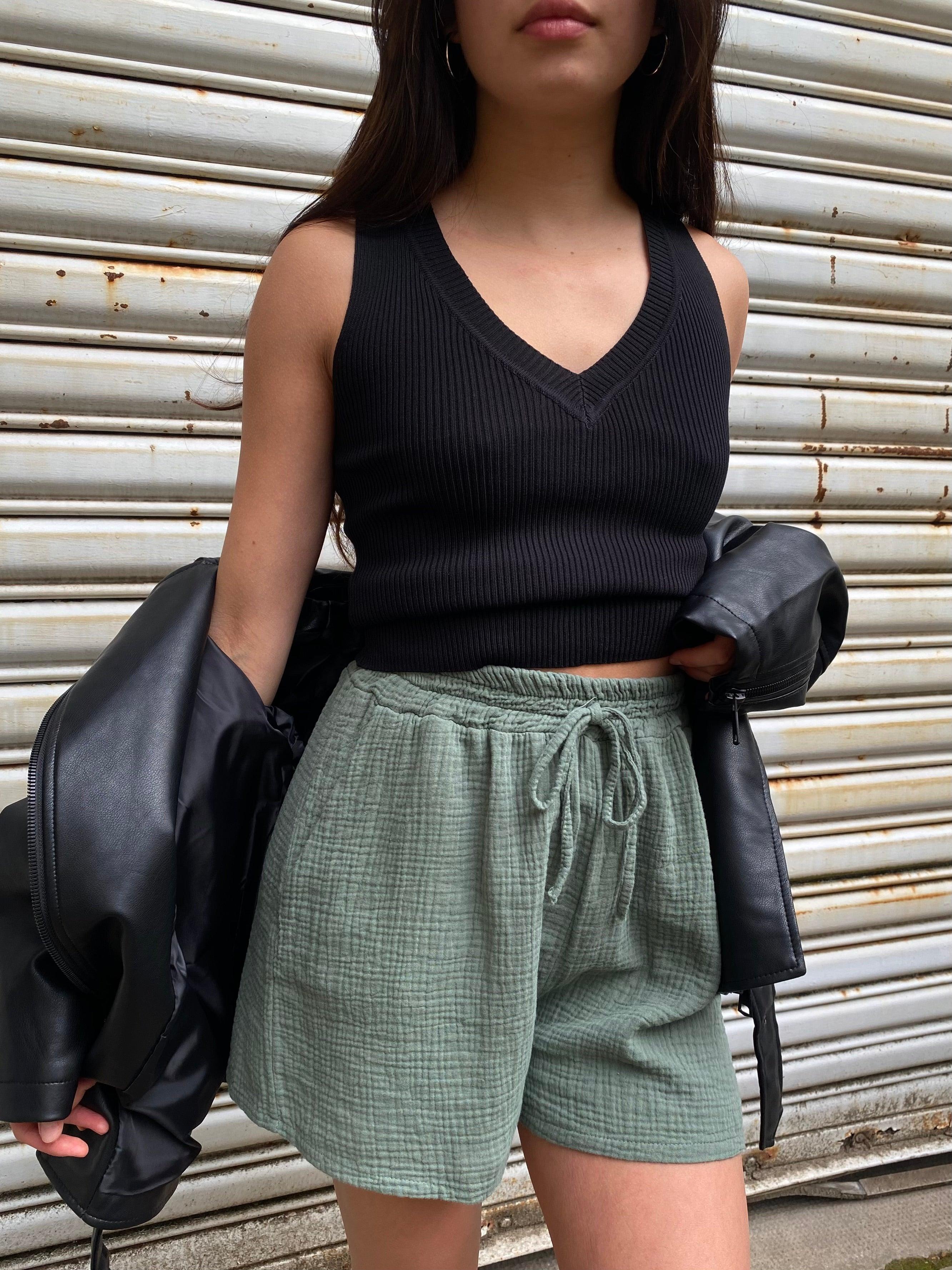 Musselin Shorts - Olive