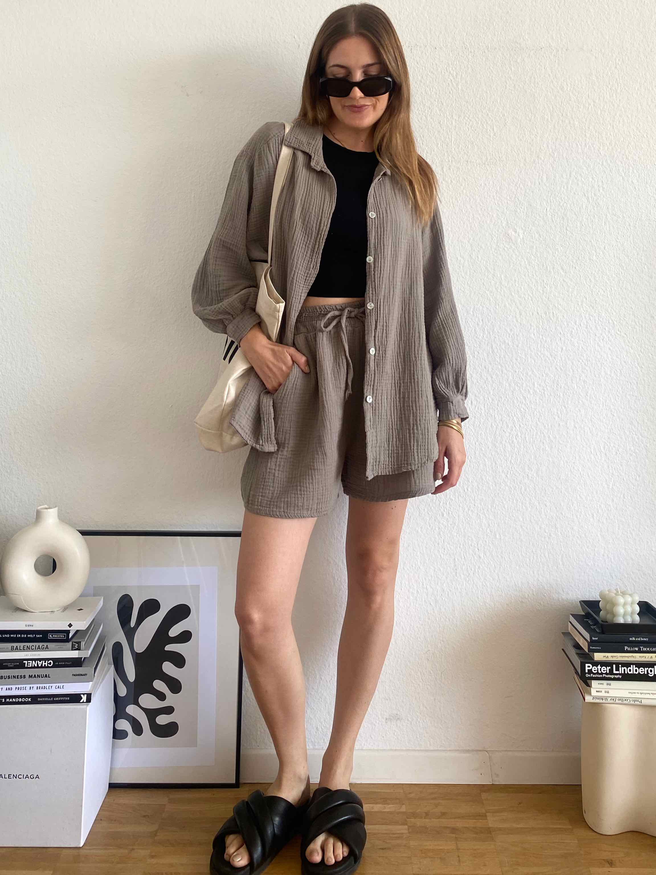 Musselin Shorts - Taupe