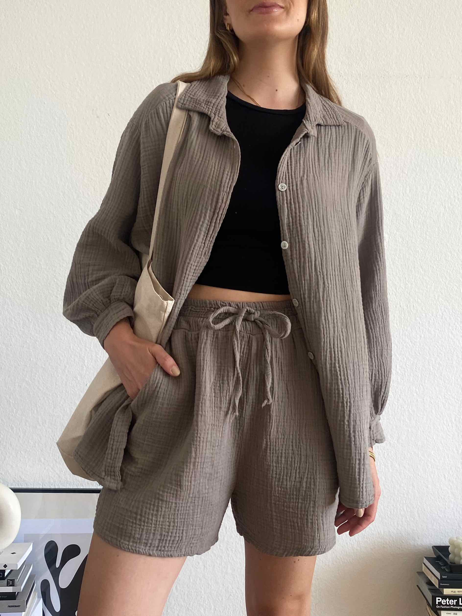 Musselin Shorts - Taupe