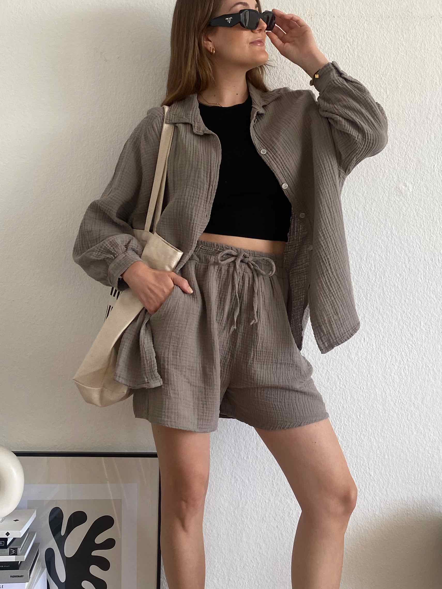 Musselin Shorts - Taupe