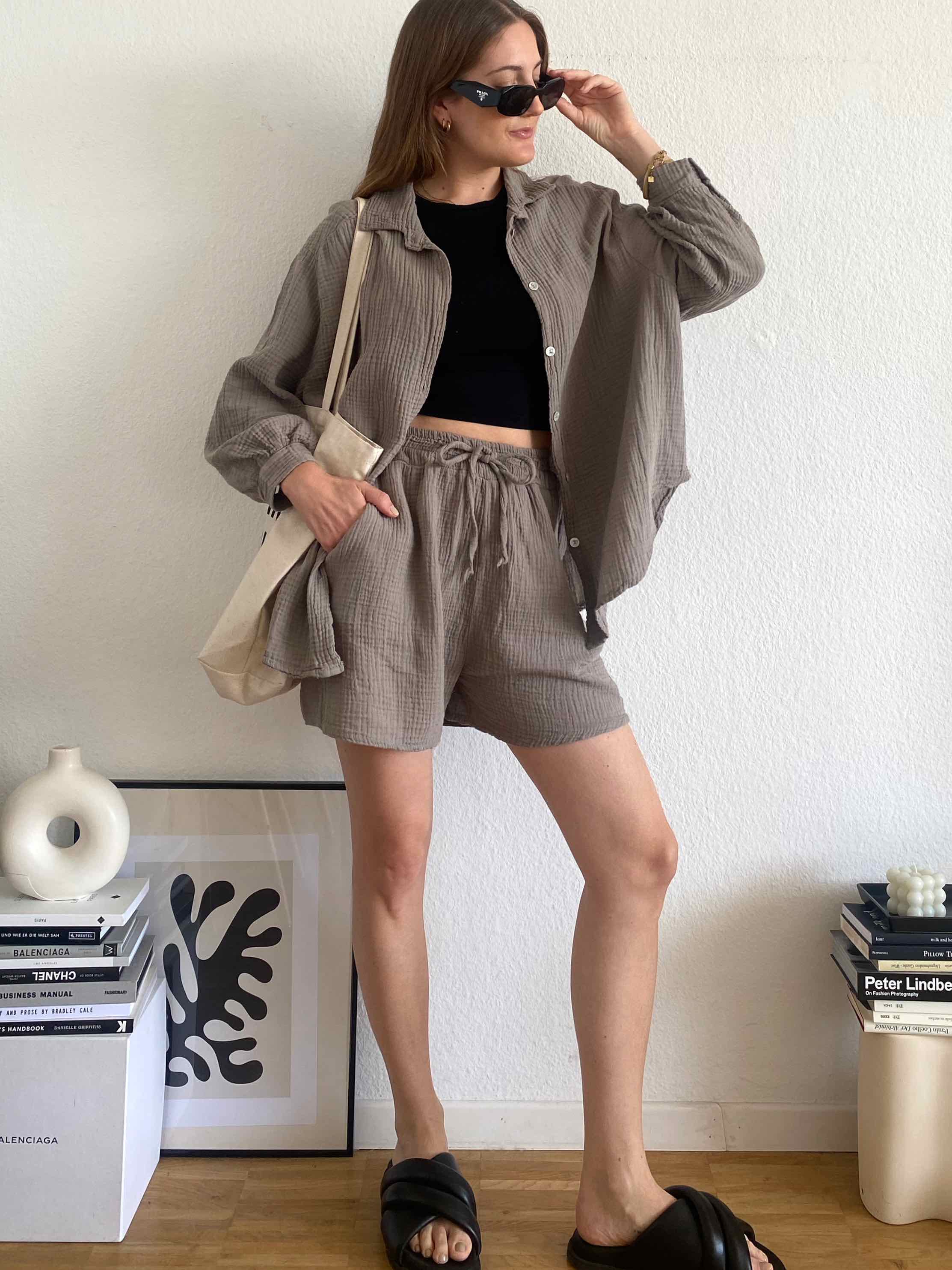 Musselin Shorts - Taupe