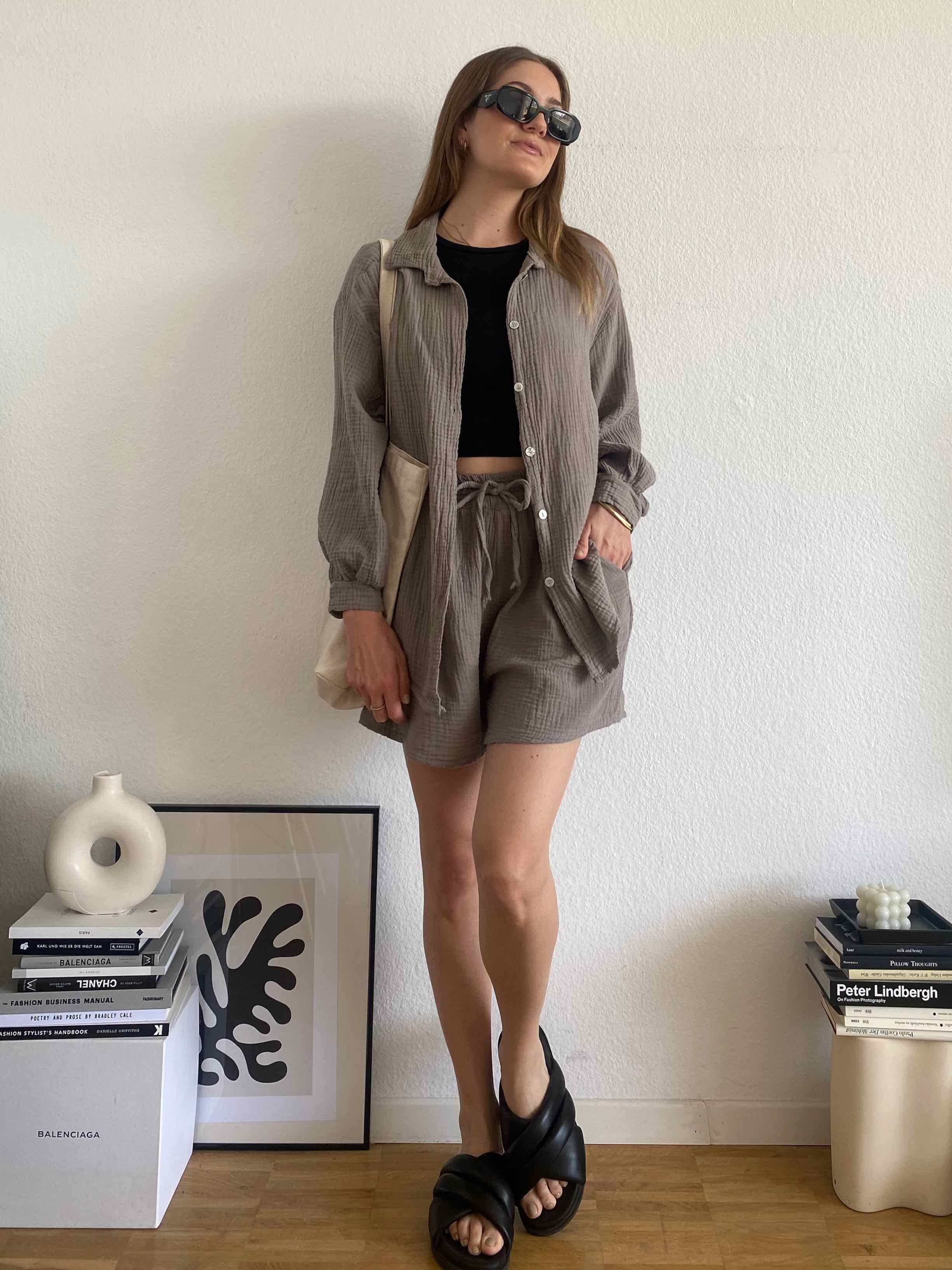 Musselin Shorts - Taupe