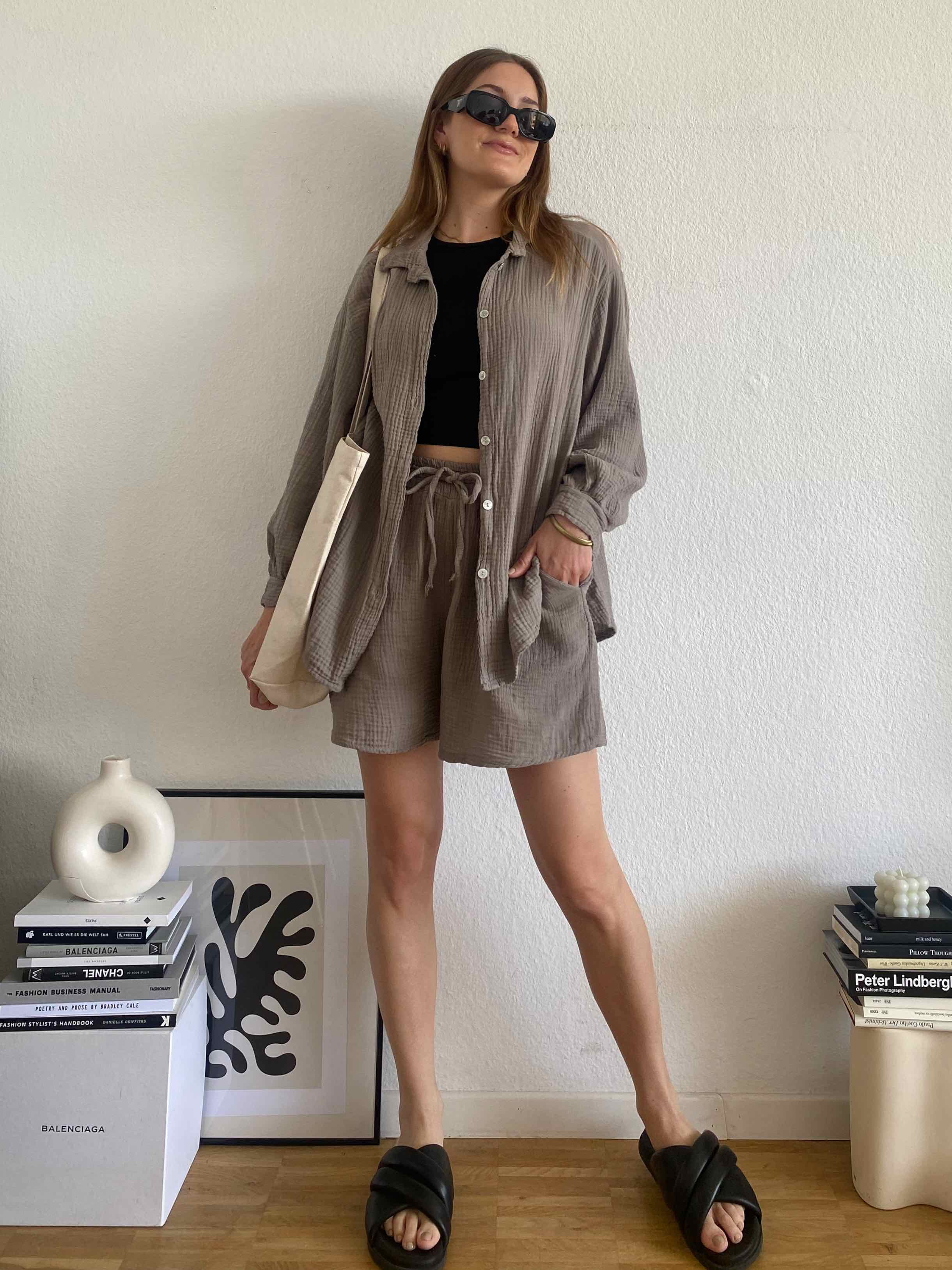 Musselin Shorts - Taupe