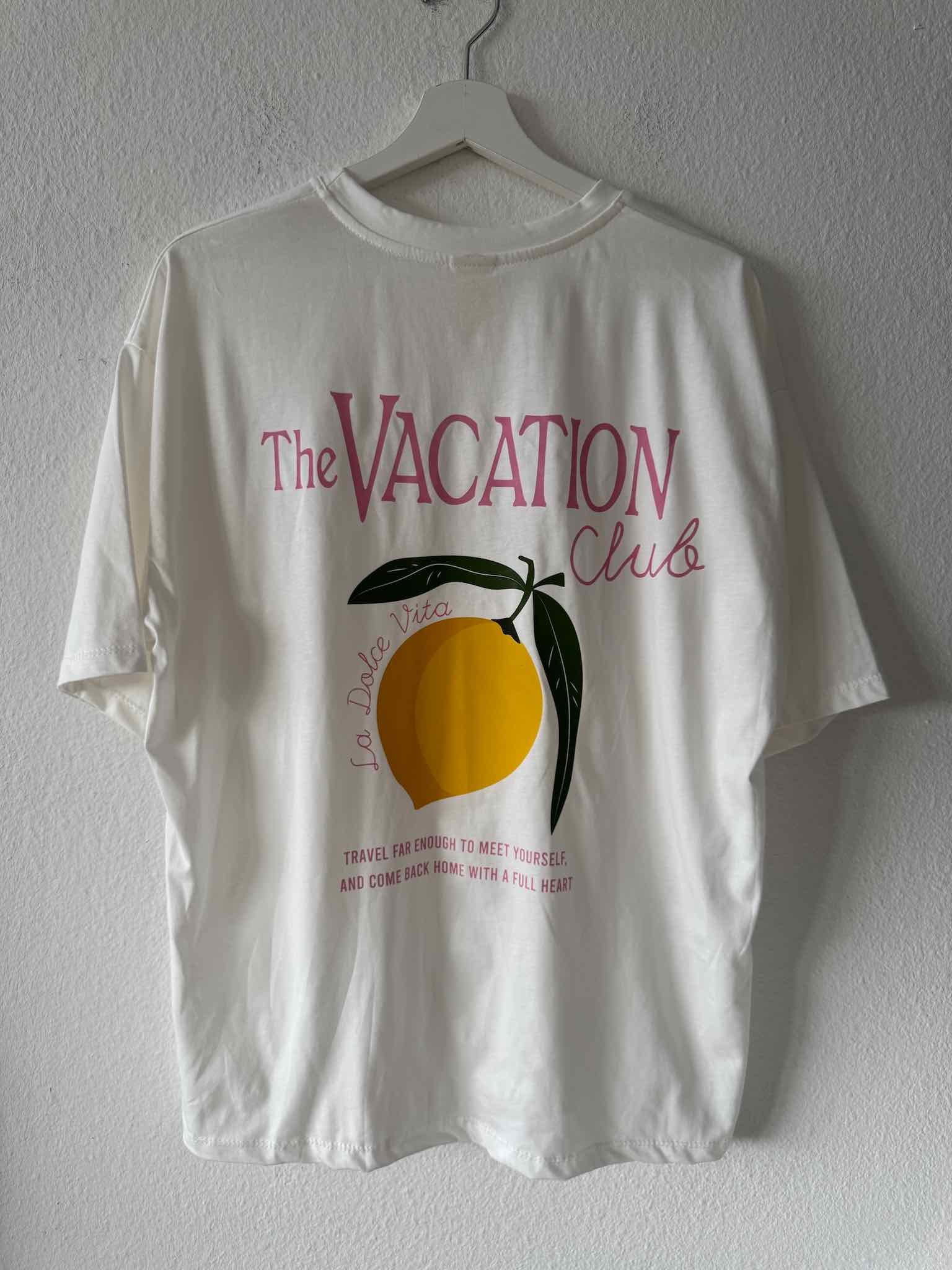 Oversize T-Shirt "The Vacation Club" für Damen in Weiß von Maingold Basics