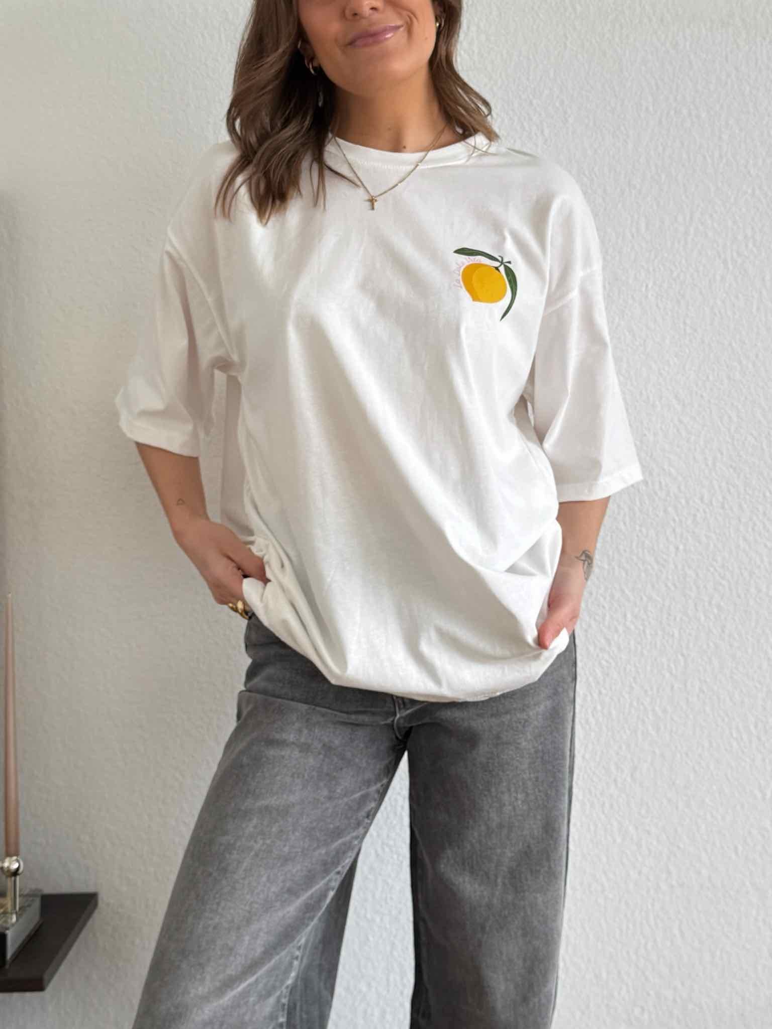 Oversize T-Shirt "The Vacation Club" für Damen in Weiß von Maingold Basics