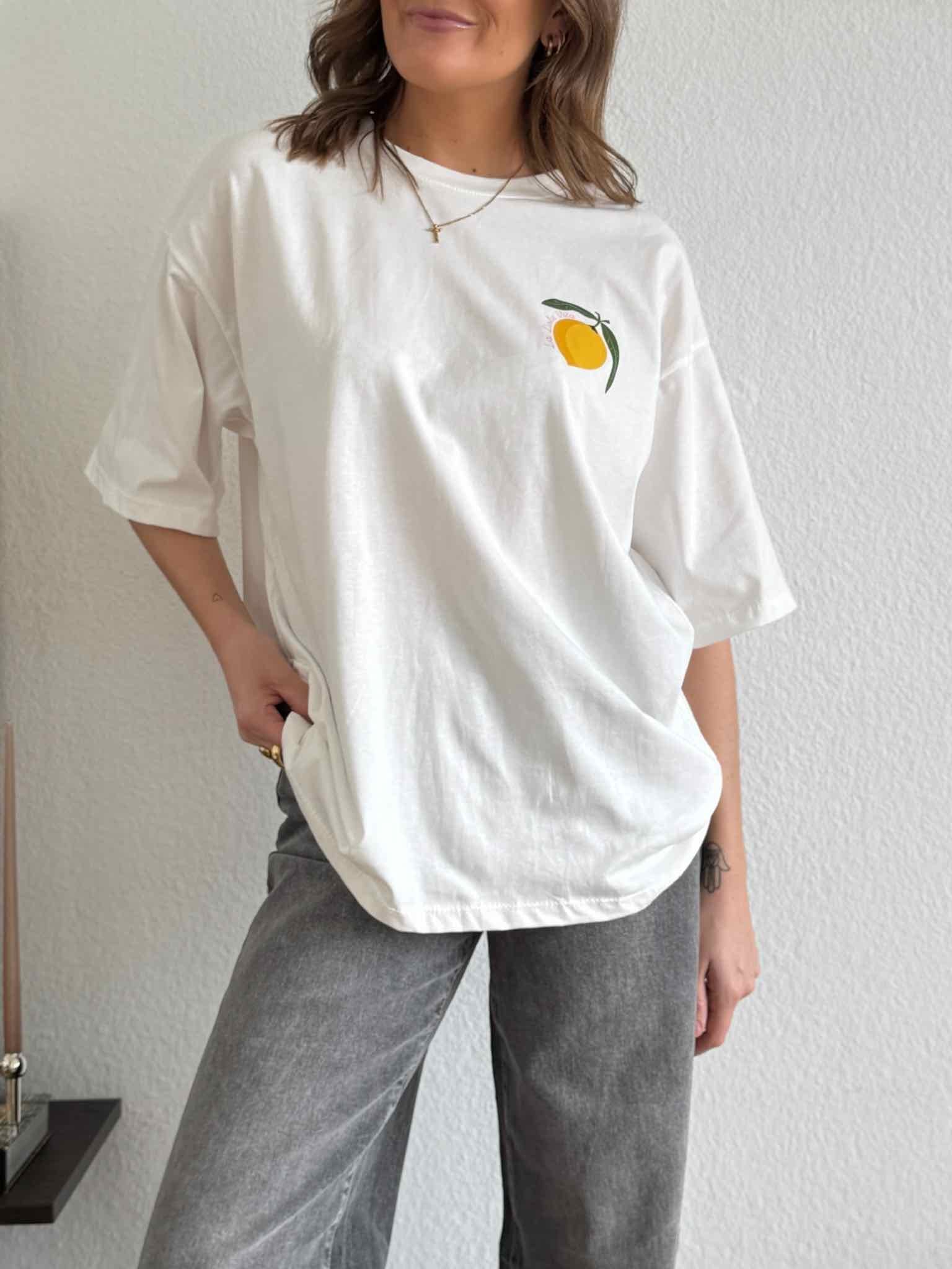 Oversize T-Shirt "The Vacation Club" für Damen in Weiß von Maingold Basics