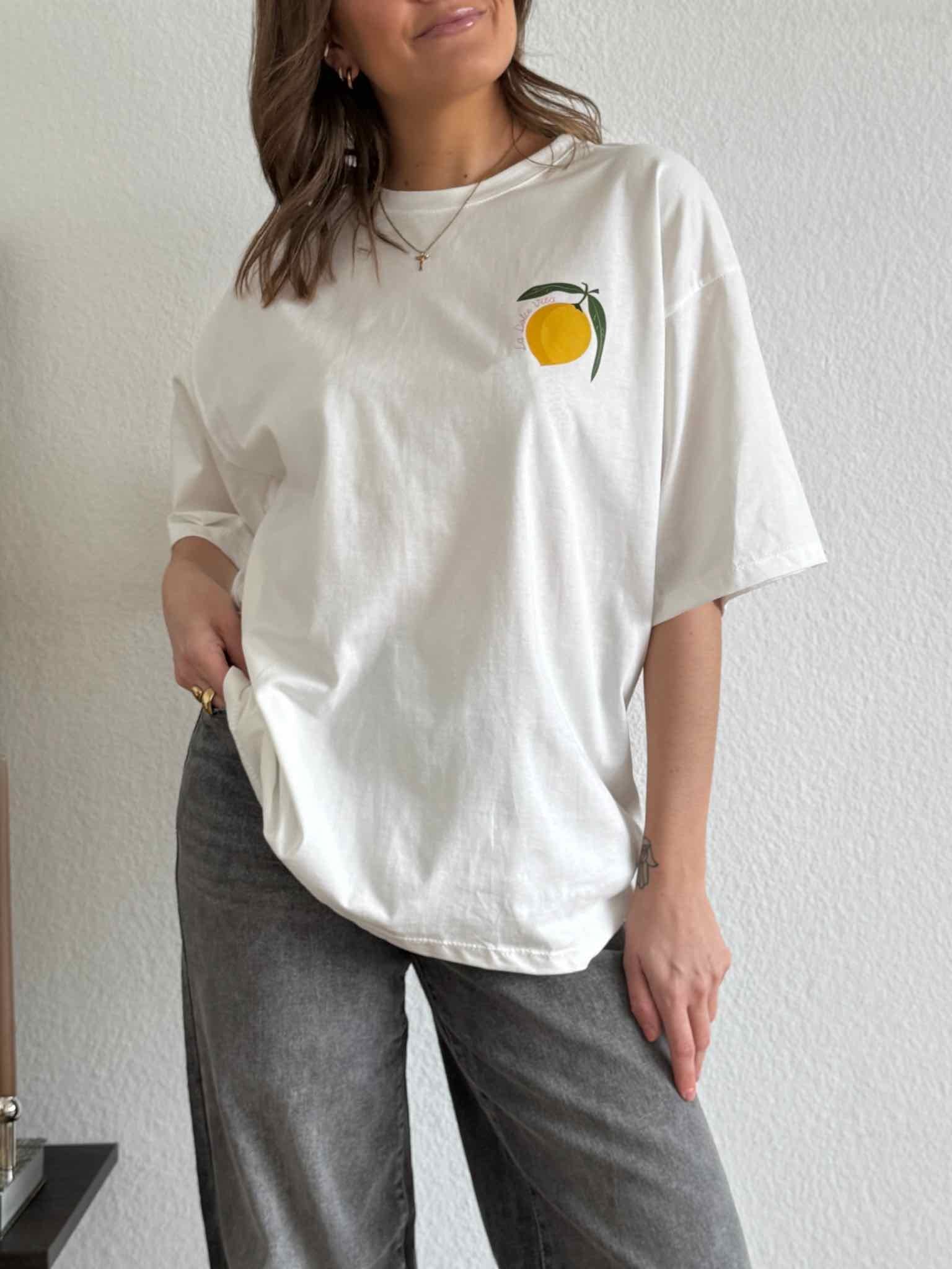 Oversize T-Shirt "The Vacation Club" für Damen in Weiß von Maingold Basics