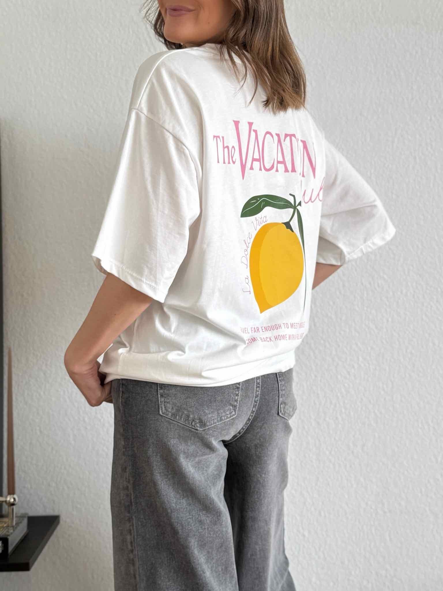 Oversize T-Shirt "The Vacation Club" für Damen in Weiß von Maingold Basics
