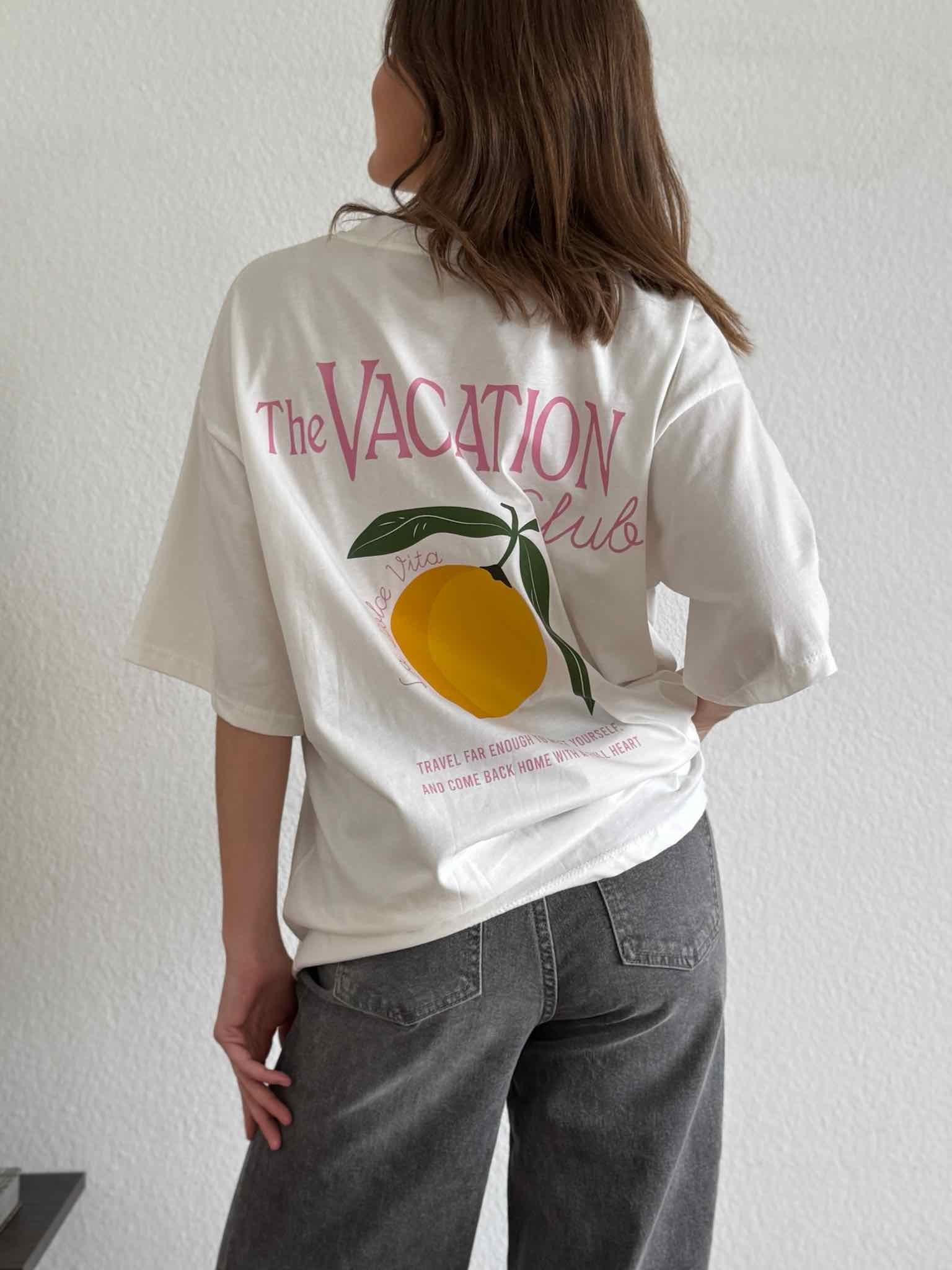 Oversize T-Shirt "The Vacation Club" für Damen in Weiß von Maingold Basics