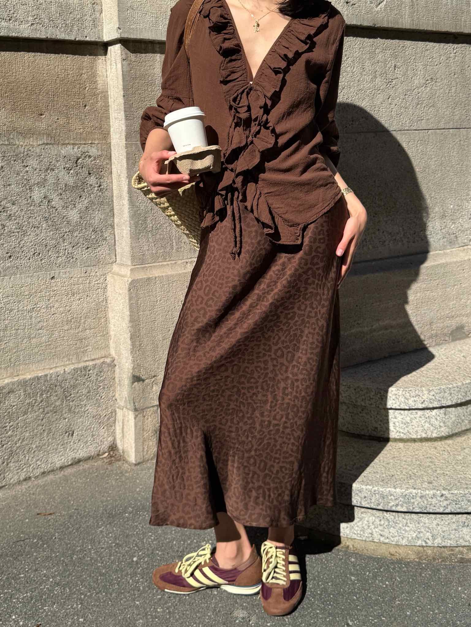 Satin Leo Print Rock - Chocolate Leo Print