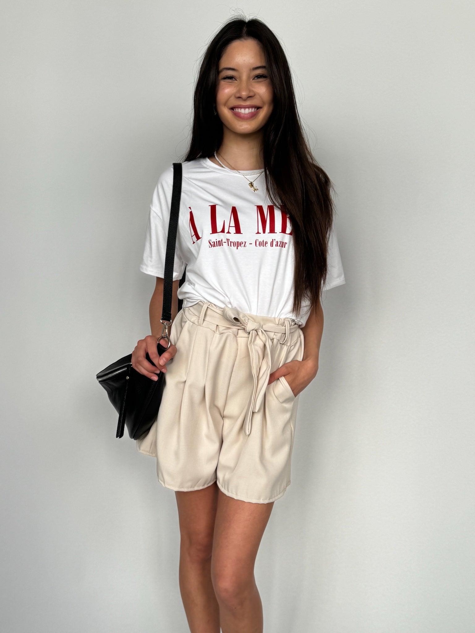 Shorts zum Binden für Damen in Beige von Maingold Basics