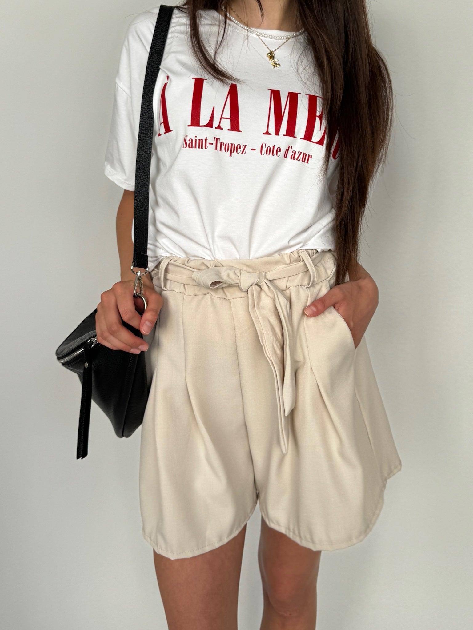 Shorts zum Binden für Damen in Beige von Maingold Basics