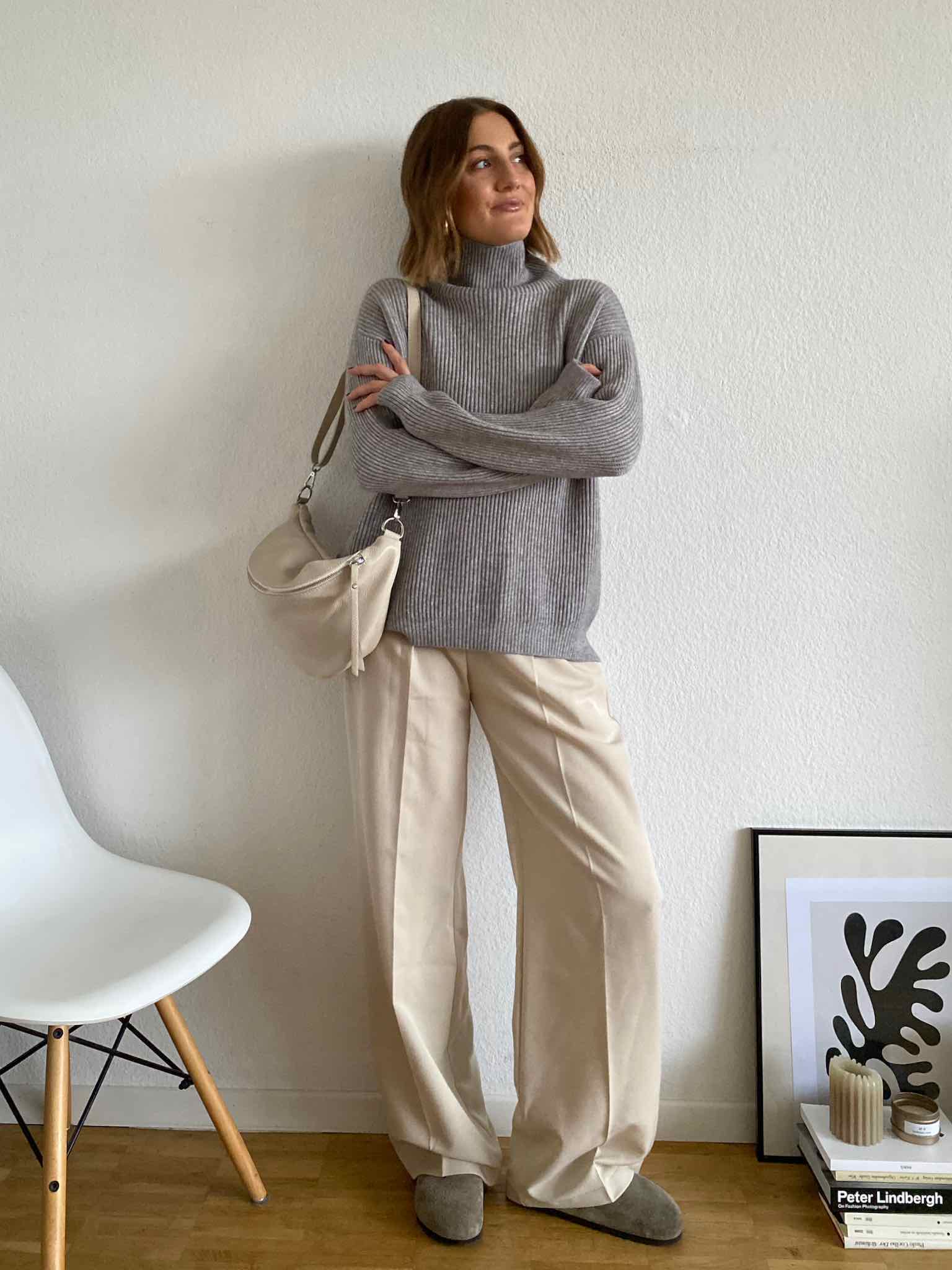 Soft Knit Stehkragen Pullover für Damen in Grey von Maingold Basics