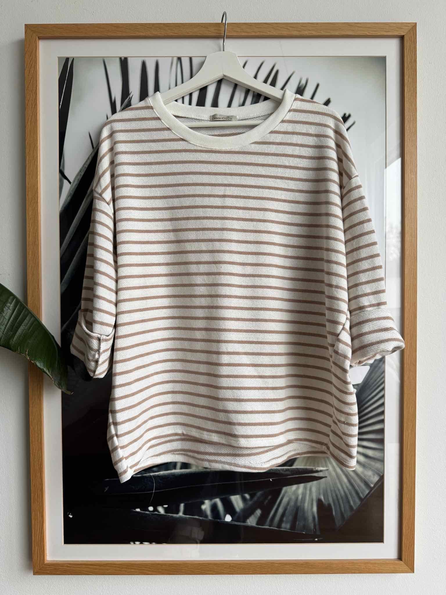 Striped Sweatshirt für Damen in Taupe gestreift von Maingold Basics