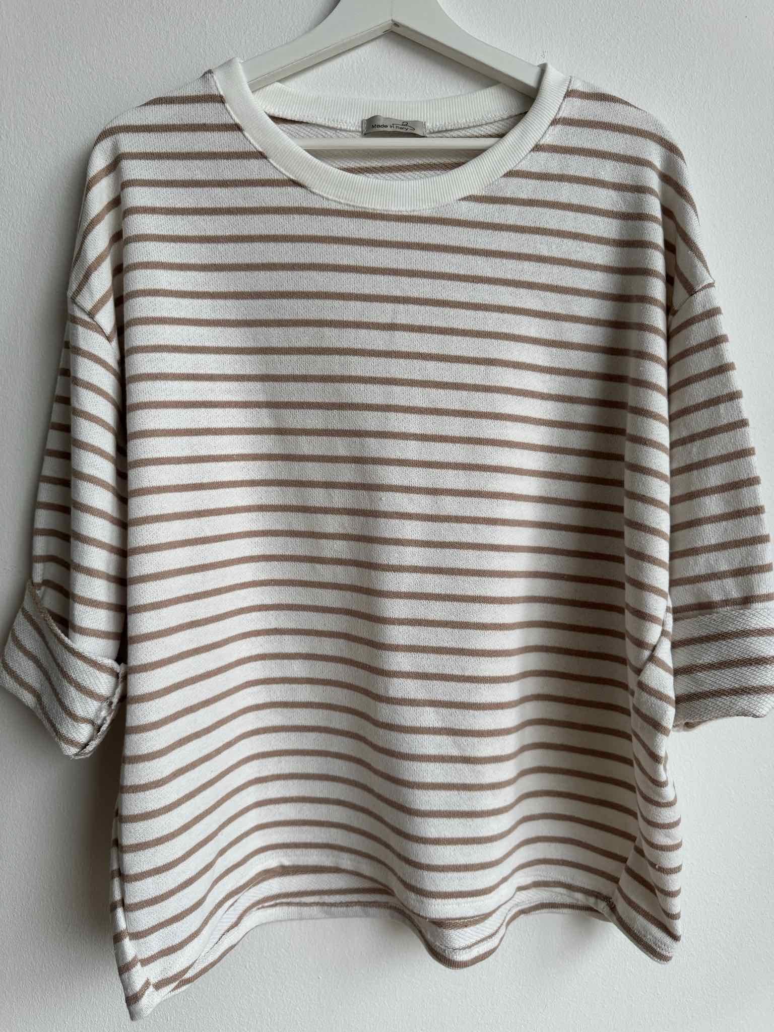 Striped Sweatshirt für Damen in Taupe gestreift von Maingold Basics