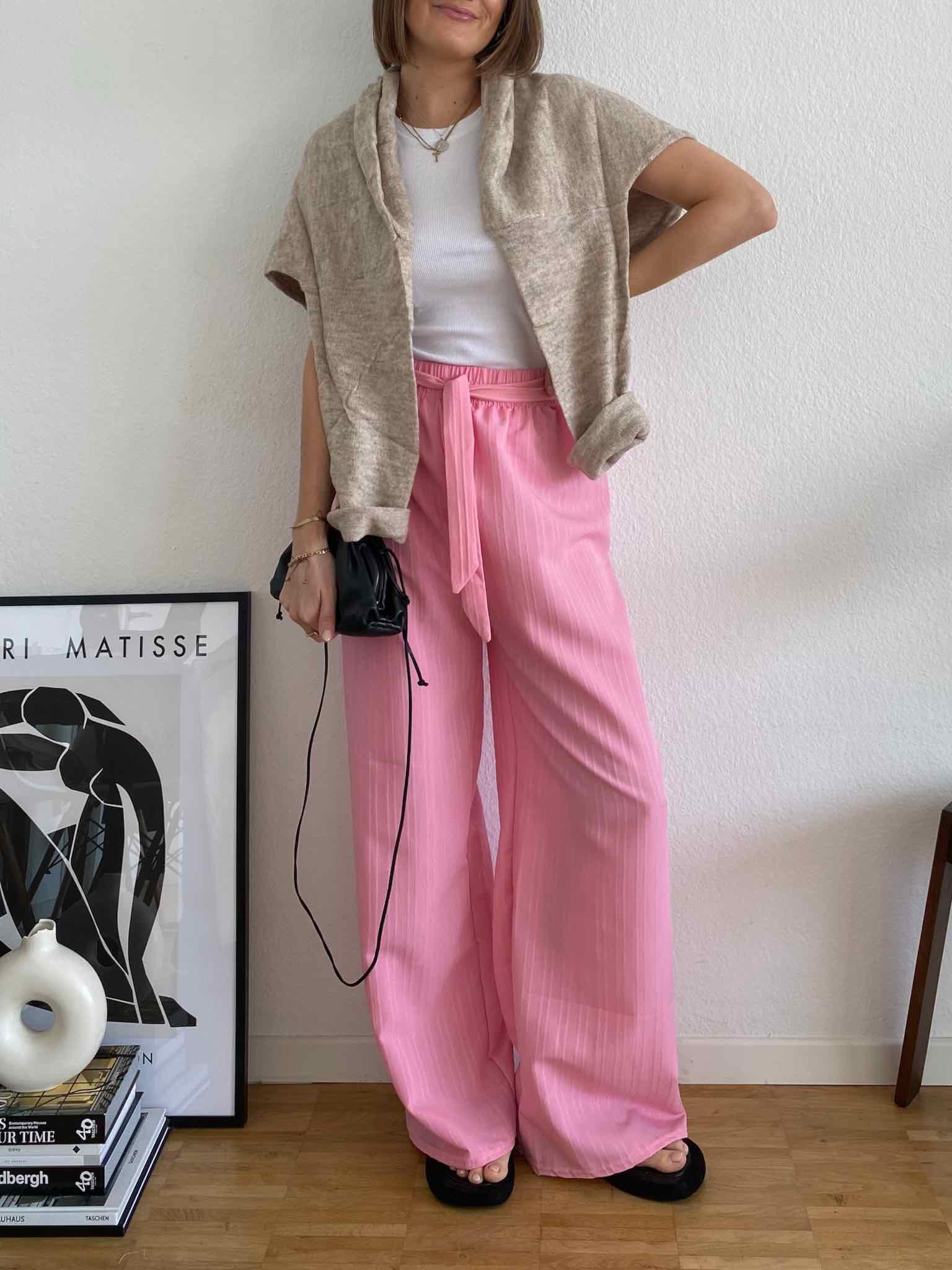 Summer Pants mit Bindegürtel für Damen in Pink von Maingold Basics