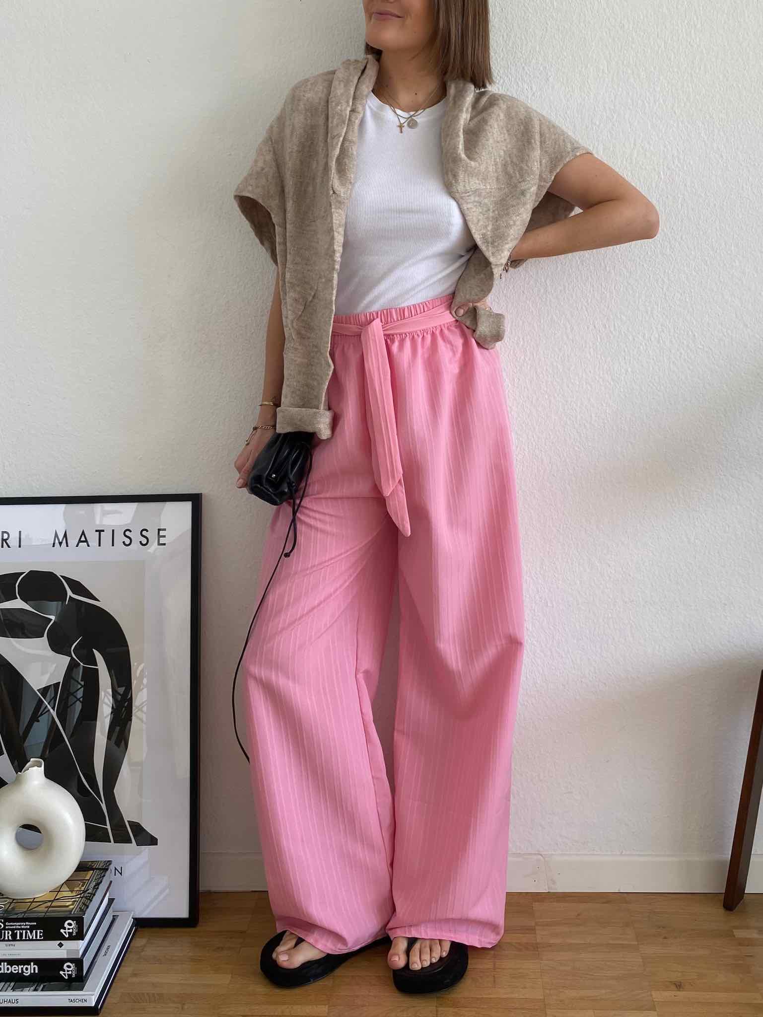 Summer Pants mit Bindegürtel für Damen in Pink von Maingold Basics